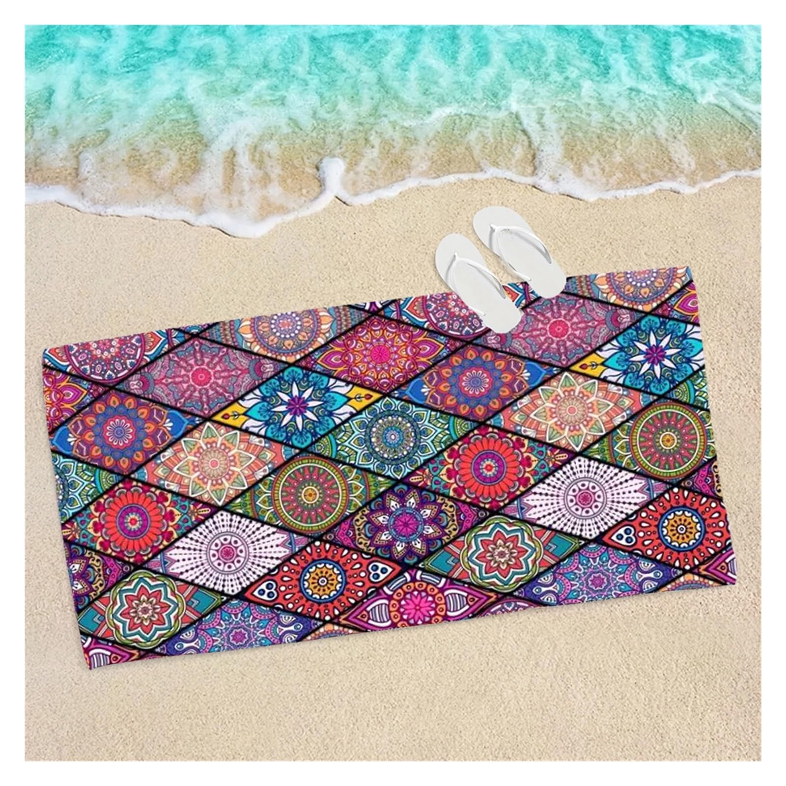 Toalla de playa de microfibra absorbente a prueba de arena, ligera, de secado rápido, para natación, camping, yoga, playa al aire libre (color mixto, 175 x 105 cm)