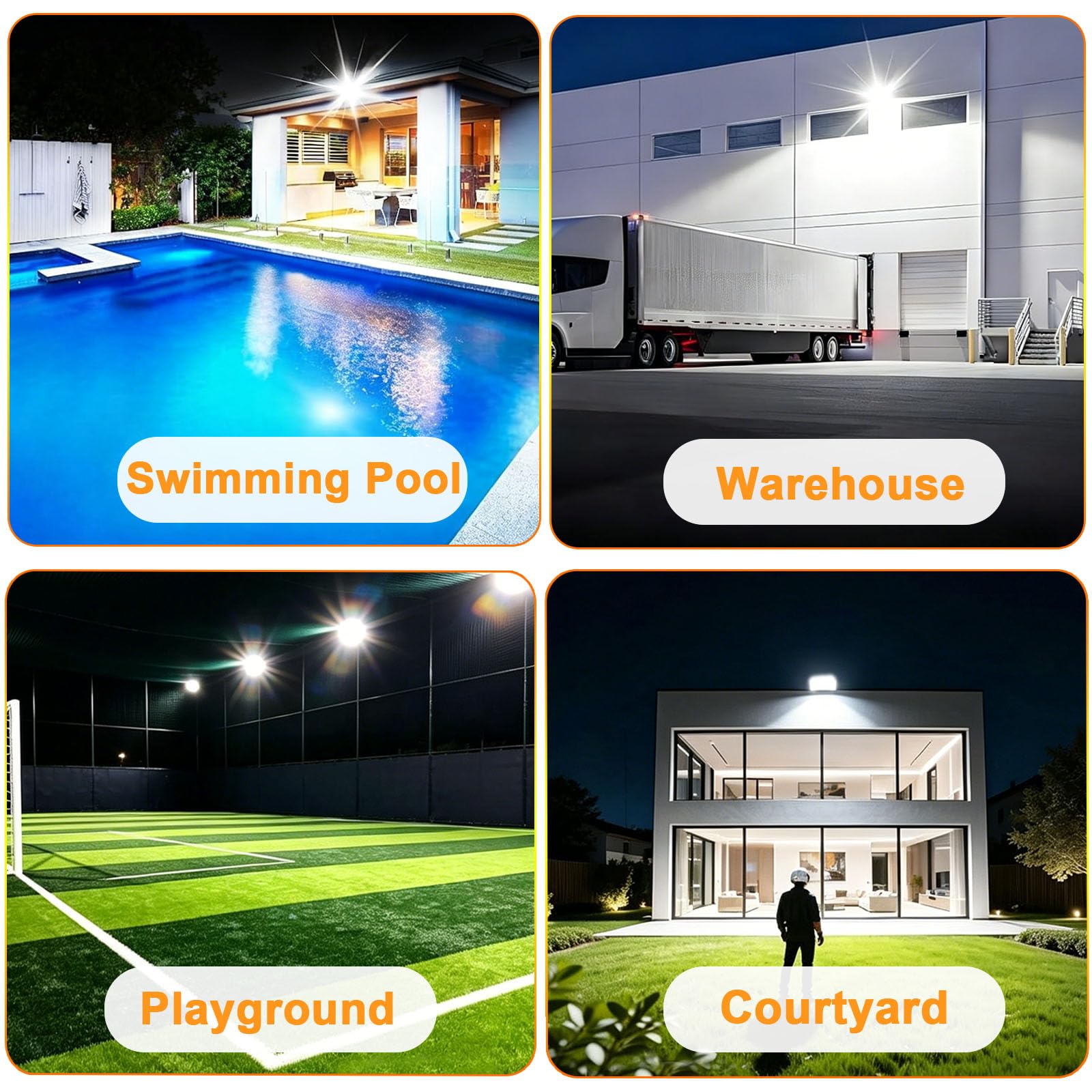 2 Piezas 300W Focos LED Exterior, 30000LM Proyector LED Exterior, Resistente al Agua IP66 Foco Proyector LED, 6500K Blanco Frío Floodlight para Patio, Terraza, Garaje, Jardín