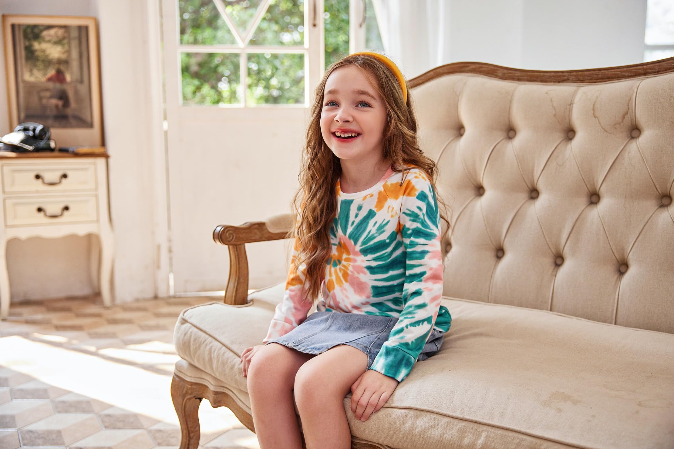 Arshiner Ragazze T-Shirt a Manica Lunga Bambini Tempo Libero Felpa Autunno Inverno Manica Lunga Top Colorati Magliette per Ragazze 4-14 Anni