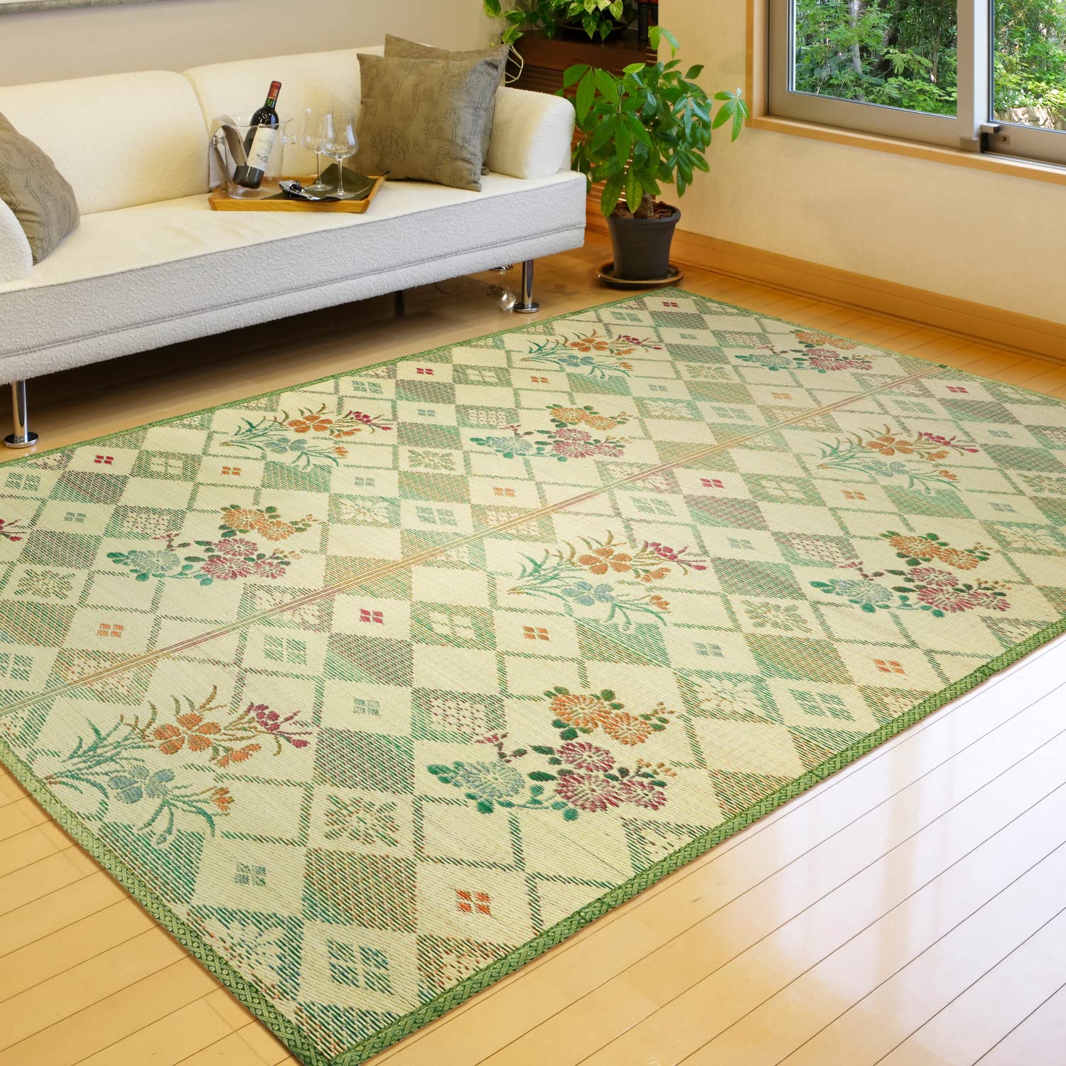 萩原 い草 花ござ ラグ 「南風」 江戸間 6畳