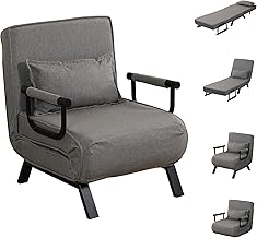 WestWood 4-in-1 Multi-Functional Convertible Sofa Bed Recliner Chair Sleeper Floor Chair Lounger Versatile Folding Guest Bed 6-Position Removable Pillow Adjustable Small Spaces (Grey)