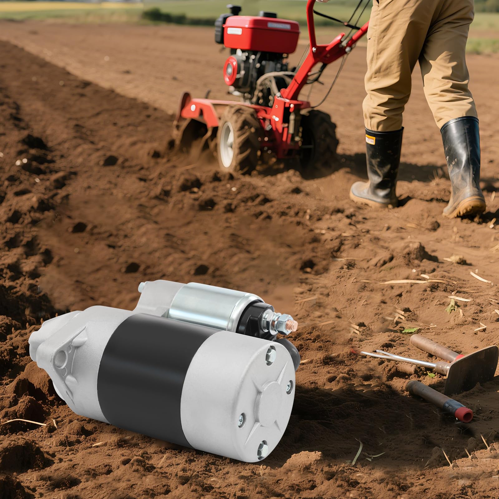 Motor diesel de arranque 12 V 1,0 kW Número de dientes: 8 Compatible con 170F/178F/186F/188F para minimáquinas de labranza y generadores diesel refrigerados por aire