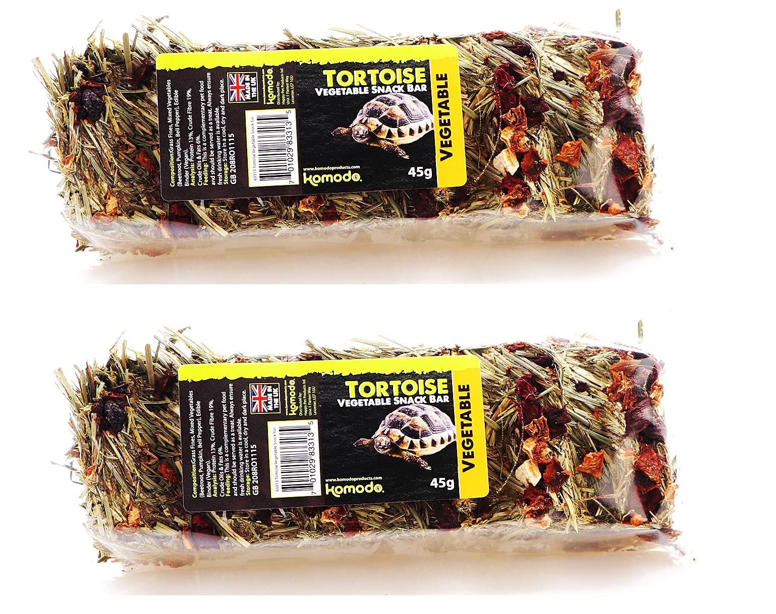2 PACK KOMODO TORTOISE VEGETABLE SNACK BAR TASTY TREAT SNACK FOOD DIET 45G