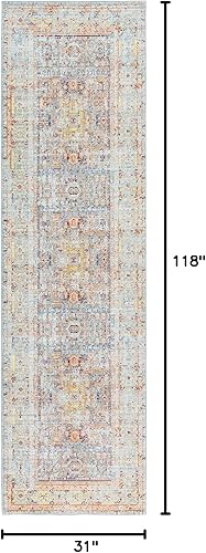 Miniatura 2 de Unique Loom Austin Collection - Alfombra de área con diseño de trémolo (2 pies 7 pulgadas x 9 pies 10 pulgadas, color azul claro/crema)