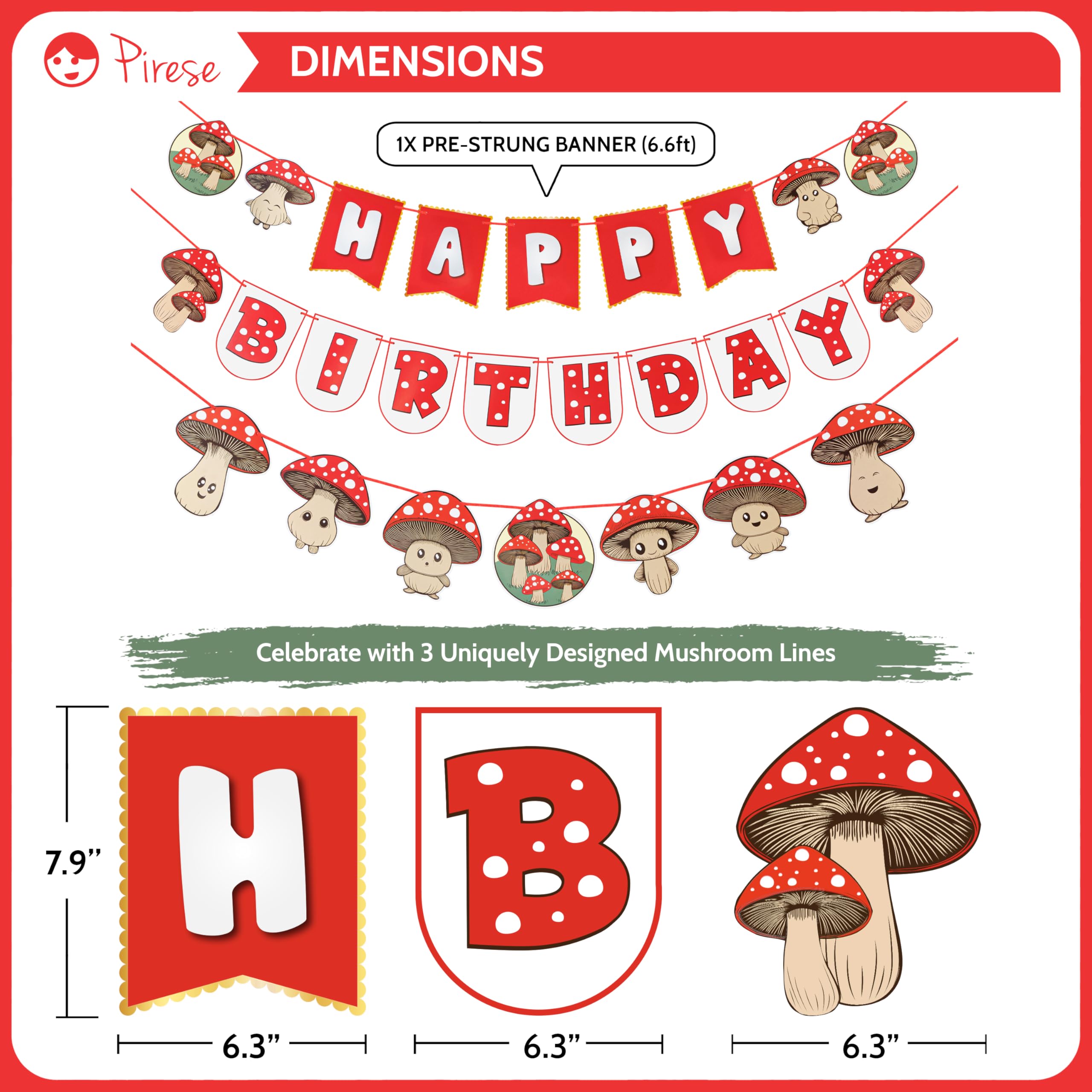 Red Mushroom Highchair Banner For 1st Birthday Party – Fairy Garden Theme Decoration With Adjustable Ribbons