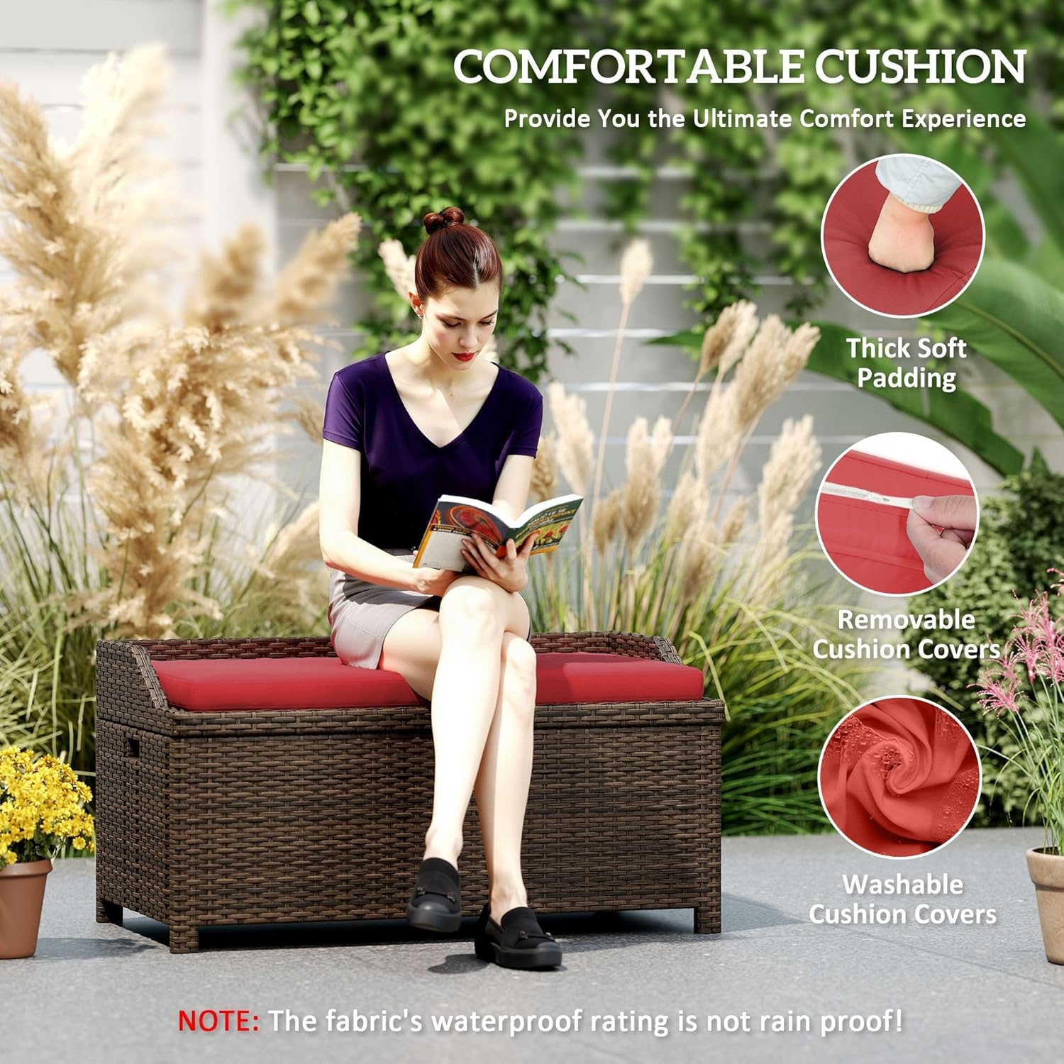 Outdoor Storage Bench with Cushion