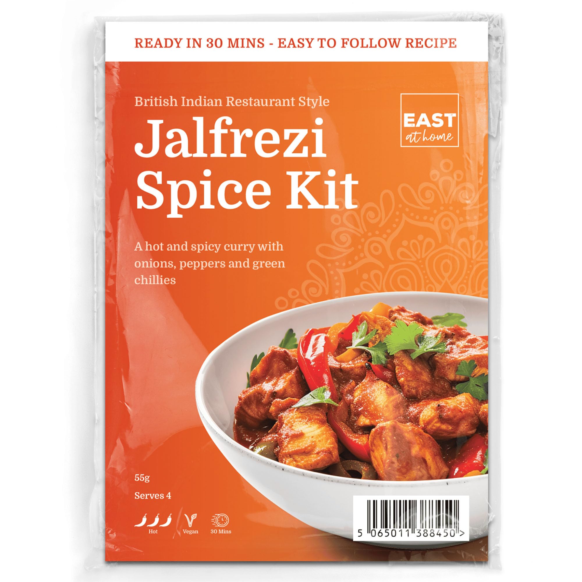 East at Home Jalfrezi Spice Kit, Create Authentic Restaurant Quality Jalfrezi Curry Ready in just 30 minutes, Serves 4, Vegan & Gluten-Free, Pack of 1