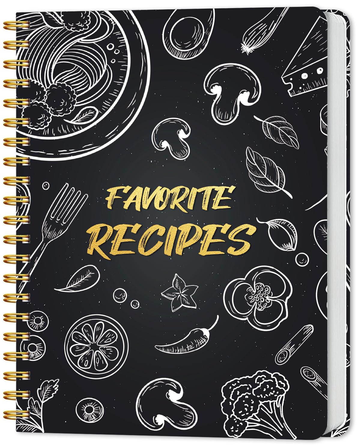 GizcPxy Blank Recipe Notebook to Write In Your Own Recipes – Spiral Bound Cooking Journal with Customizable Sections, Thick Paper, and Pocket for Recipe Cards?Hold 160 Recipes