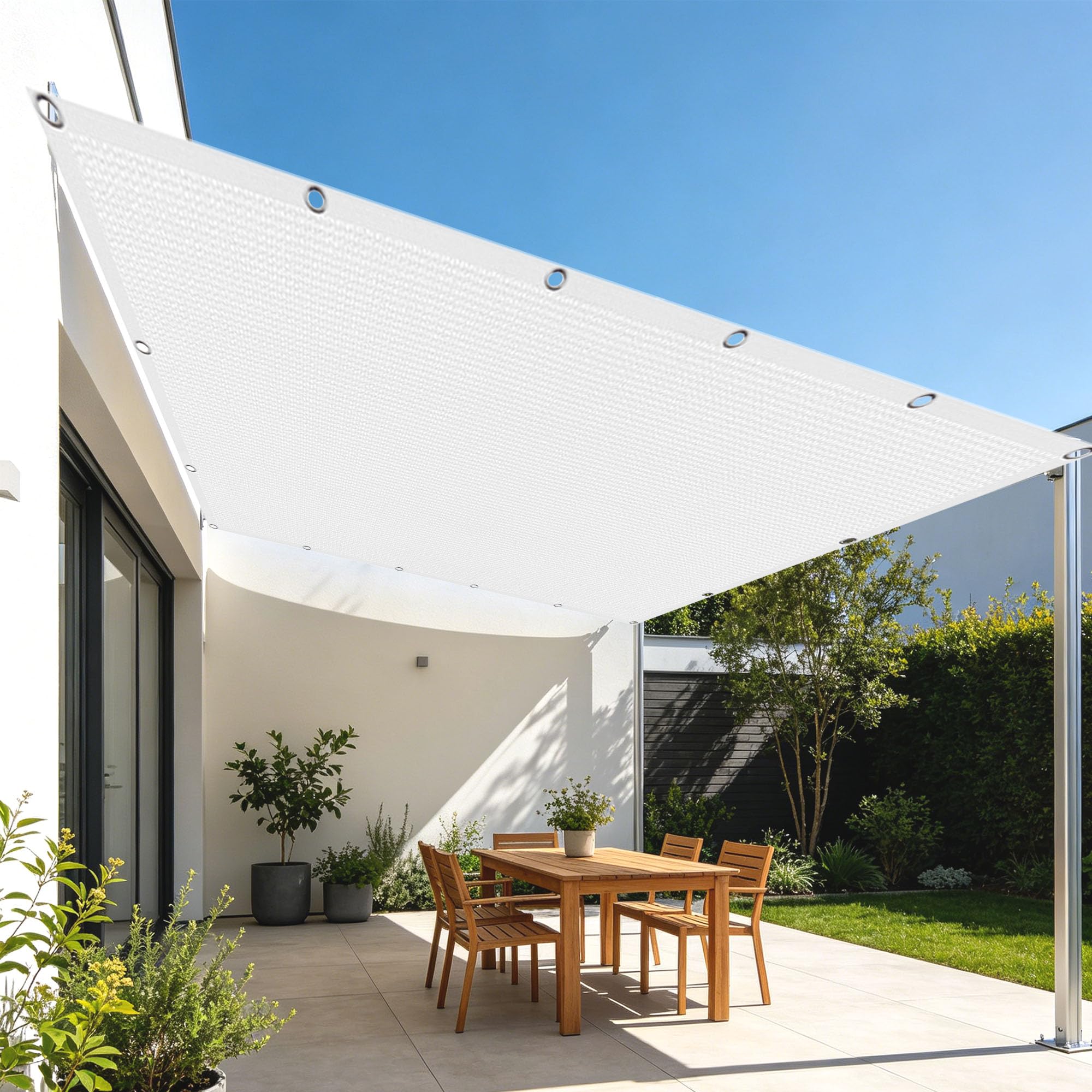 Voile d'ombrage 3,5x6m perméable vent eau filet anti chaleur blanc