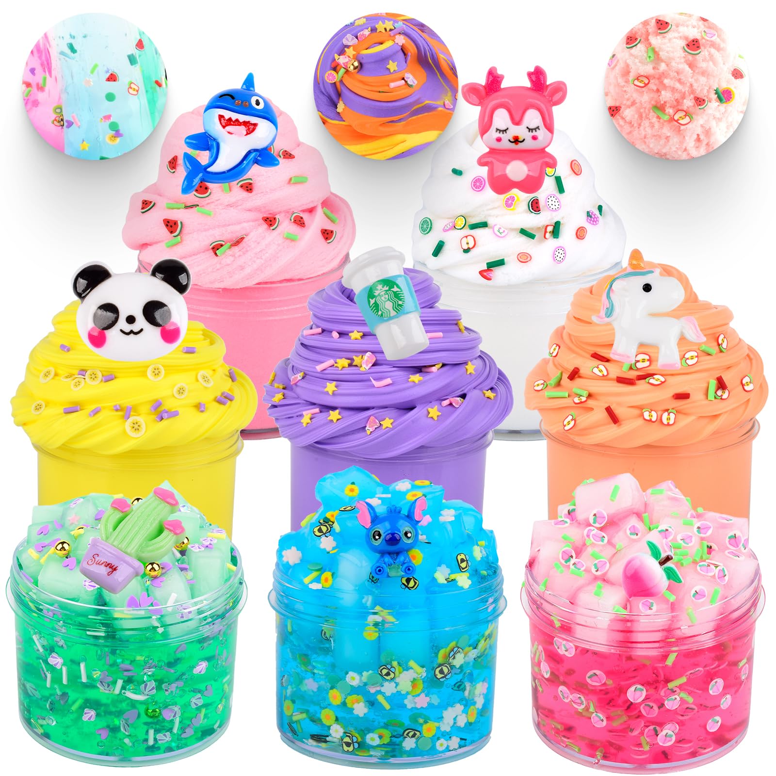 8 Pack Slime Toys of Butter Clear Cloud Slime, for Kids Party Favors, Soft Stretchy Premade Stress Relief Toy for Girls Boys