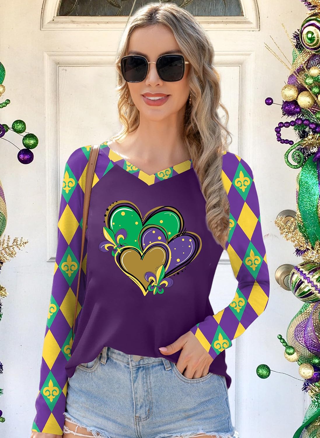 Mardi Gras Shirts for Women Funny Carnival Tuesday T Shirt New Orleans Party Shirt Mardi Gras Outfit Long Sleeve Tops - Image 3
