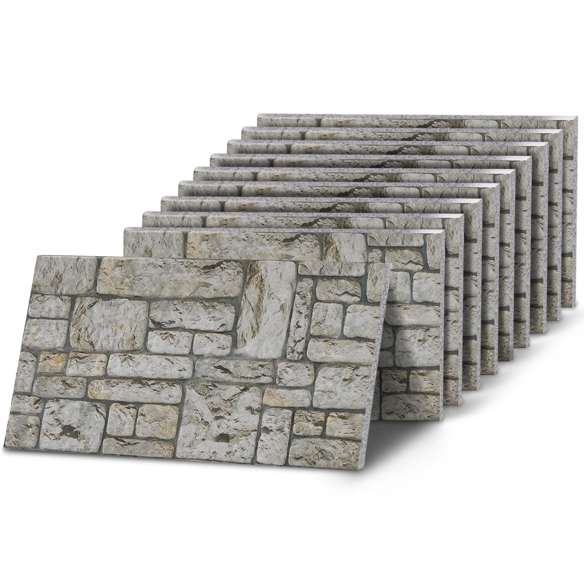 K&B Panels 3D Wall Panels, Stone Effect Styrofoam Wall Panelling Kit, Lightweight, Easy to Install, Dual Insulation to Reduce Acoustic Noise, Indoor & Outdoor (Fieldstone) (10 Panels)