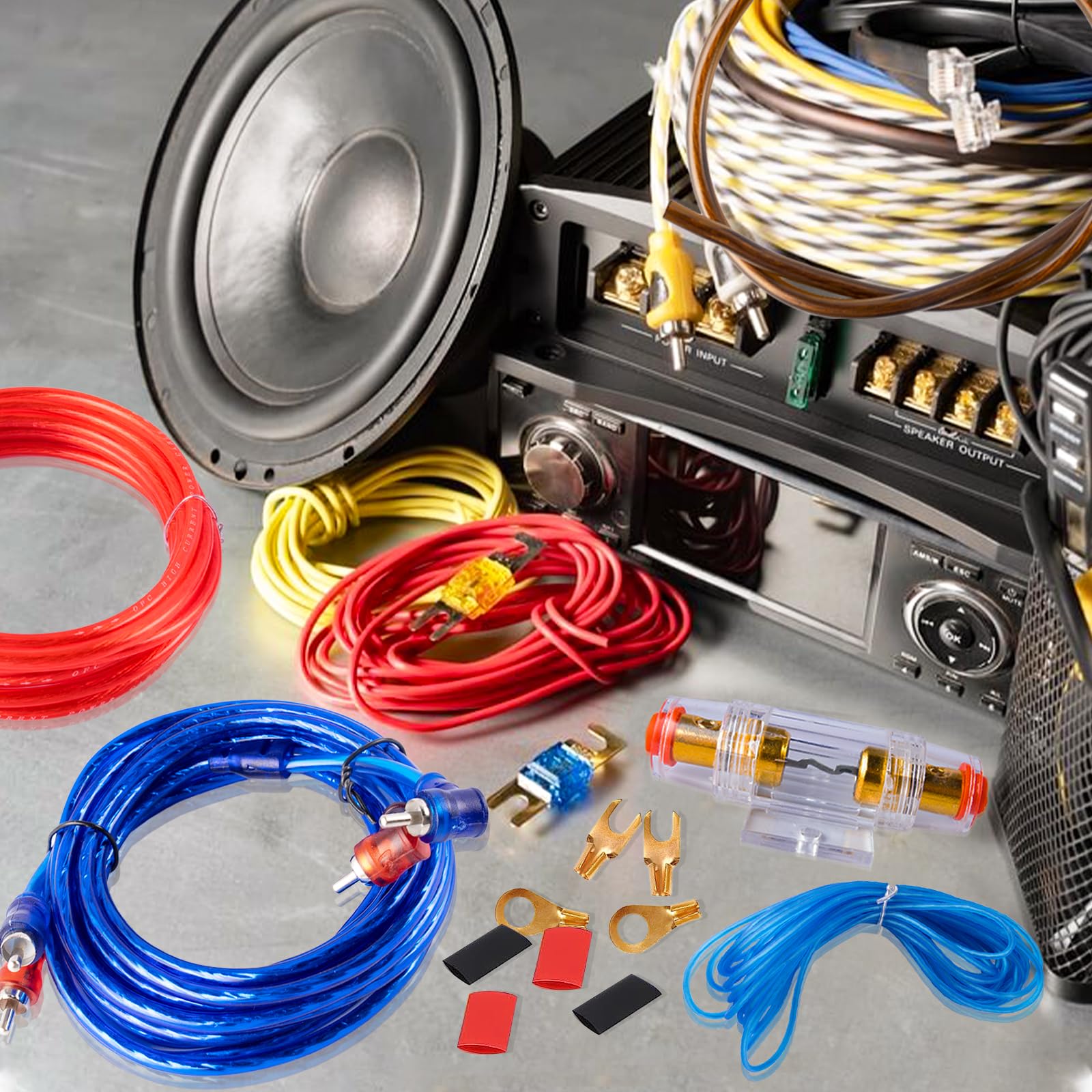 8GA Auto Verstärker Kabel Set - 1500W Car Audio Installations-Kit Für Subwoofer