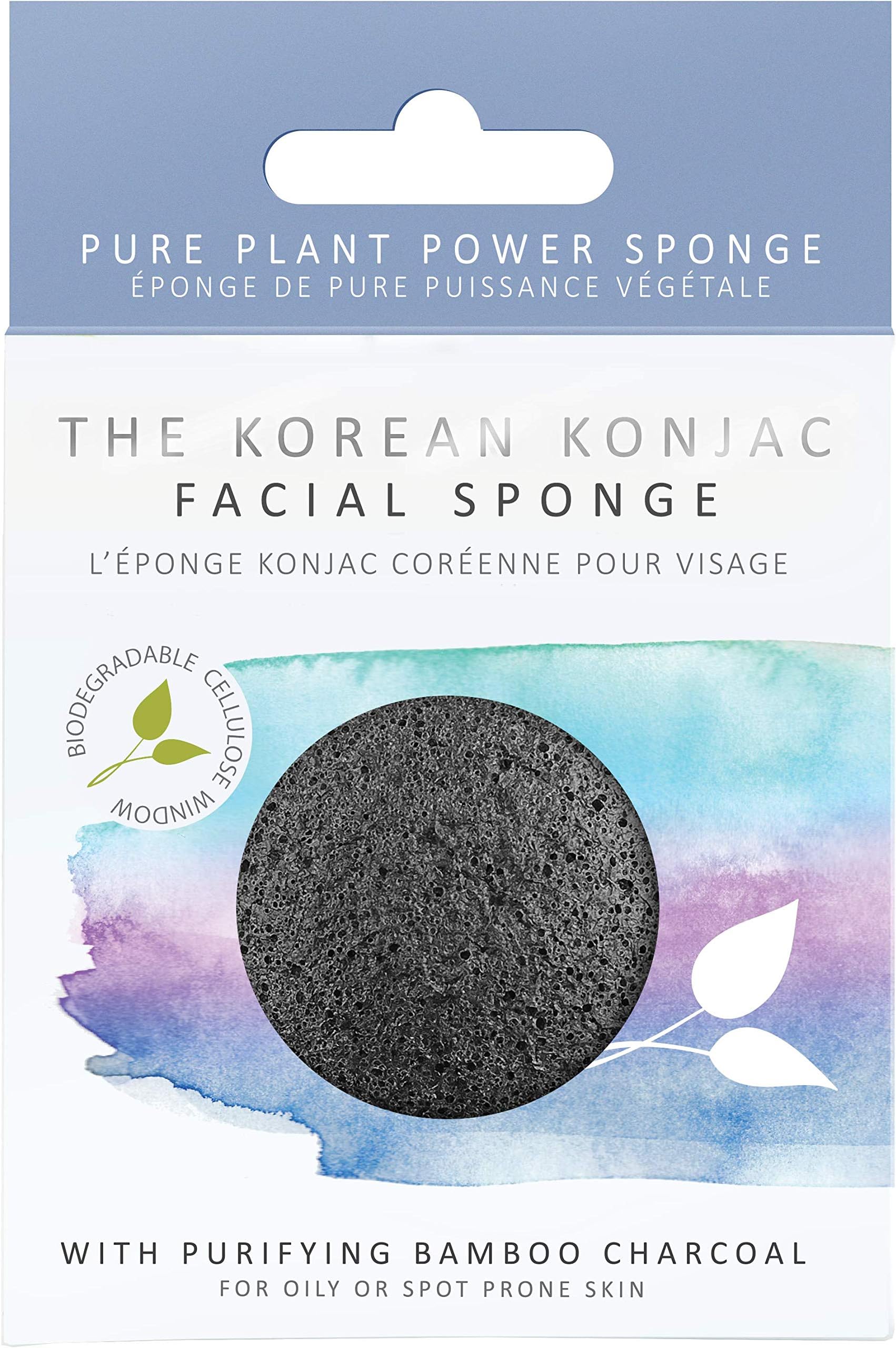 The Konjac Sponge CoPremium Facial Puff Sponge with Bamboo Charcoal