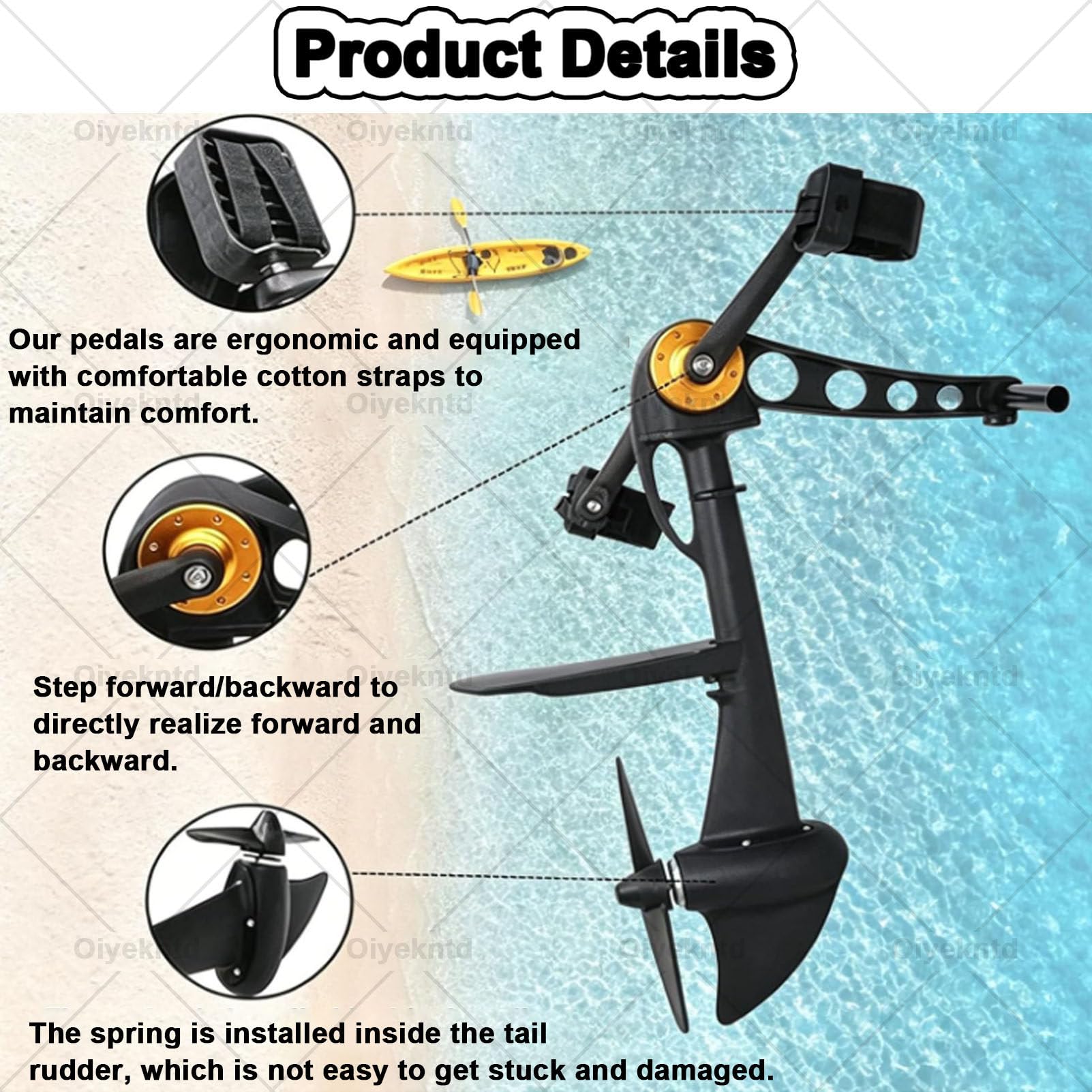 Sistema di propulsione a pedale kayak con timone per pesca e caccia, compatibile con tavole gonfiabili per adulti e bambini, robusto e affidabile