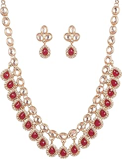 by Touchstone Indian Bollywood Traditional Handcrafted Hangings Designer Jewelry Necklace Set in Gold Tone for Women.