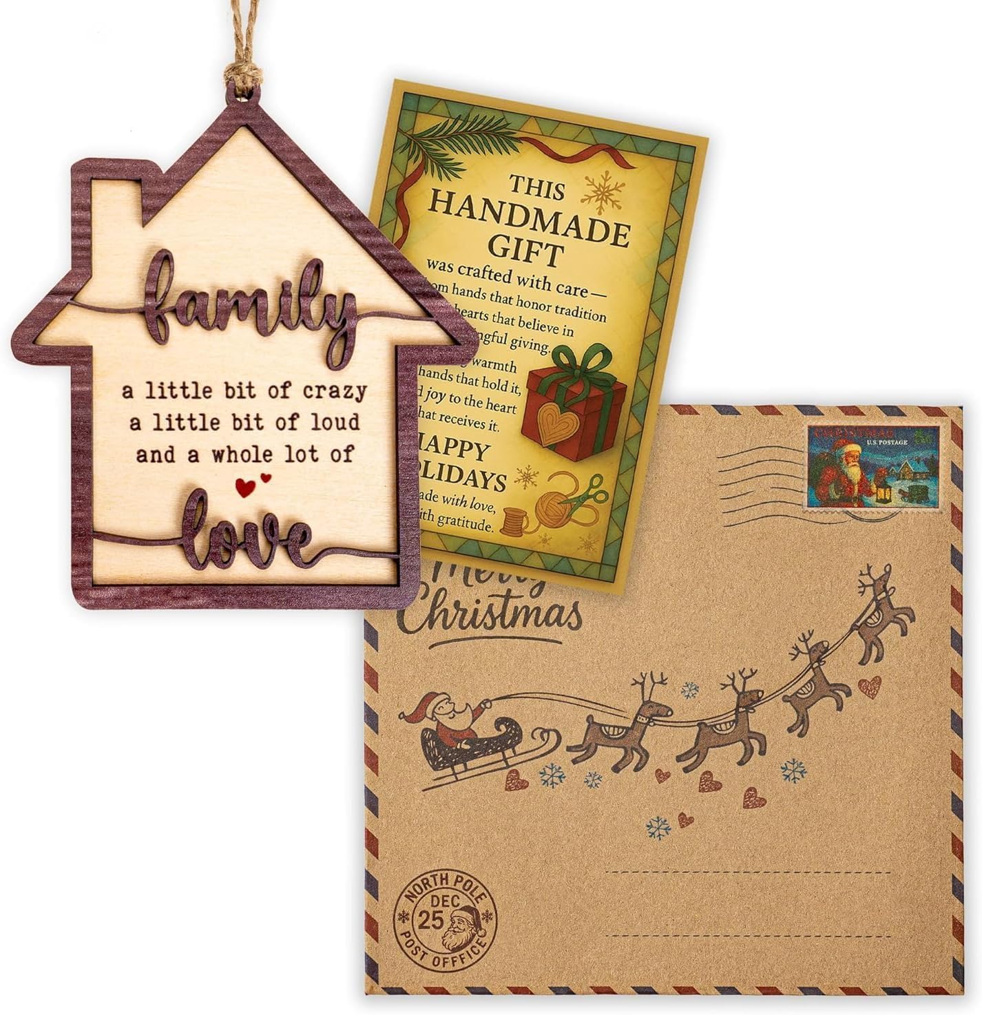 Family Ornament, Family Christmas Ornament, Christmas Ornaments 2025 – Wooden House-Shaped Holiday Keepsake, Funny Quote Gift, A Whole Lot of Love Tree Decoration, Home Themed Ornament - Image 4