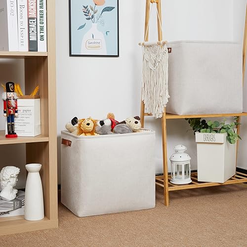 Vista 61 de HNZIGE - Canastas pequeñas de tela para organización (paquete de 6) canastas plegables de almacenamiento para estantes, armarios, lavandería, Asas