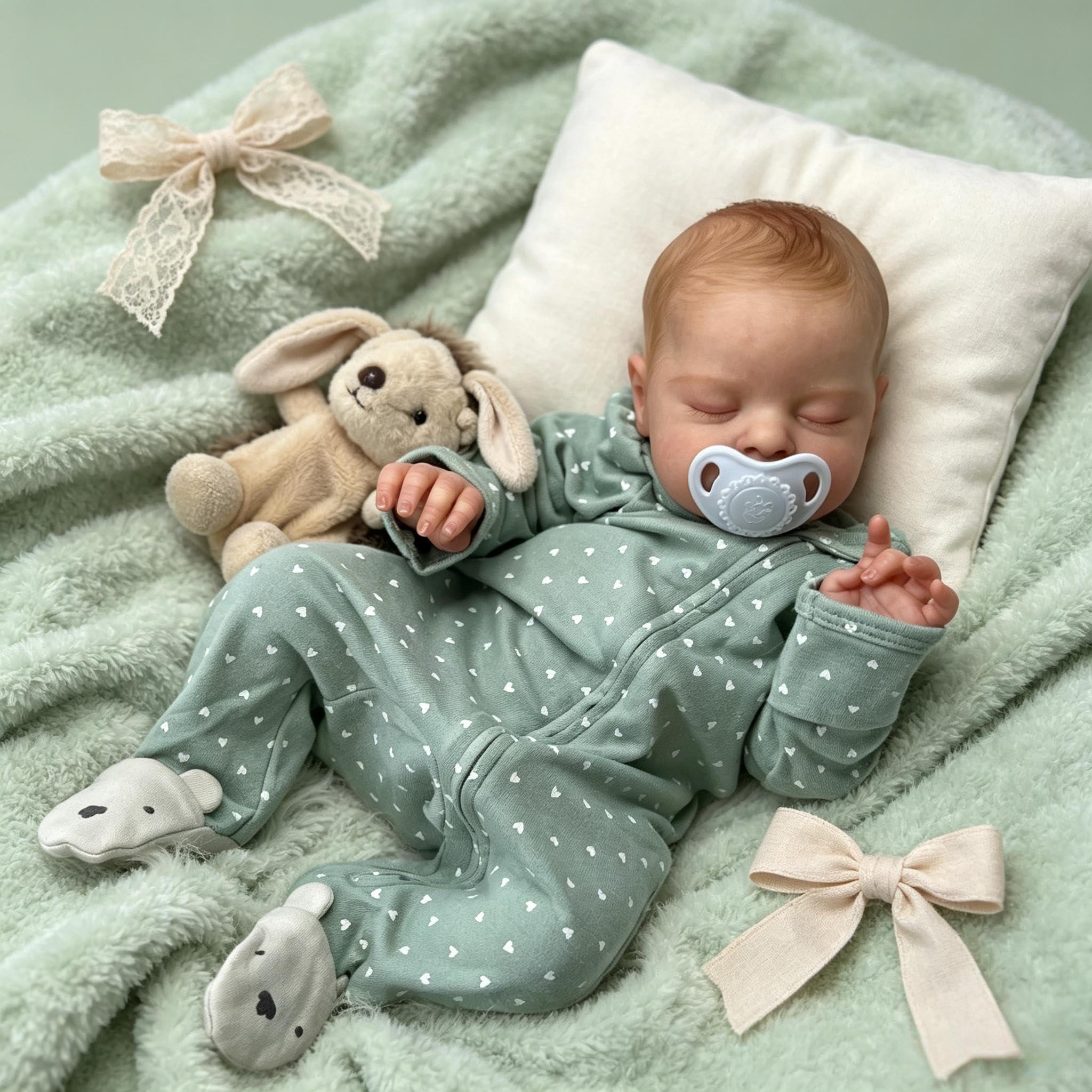 RXDOLL Realistyczne lalki Reborn Baby Dolls Close 45 cm prawdziwe lalki niemowlęce z miękką winylową tkaniną ciało realistyczne śpiące noworodki lalka ręcznie obciążona zabawka dla dzieci prezenty