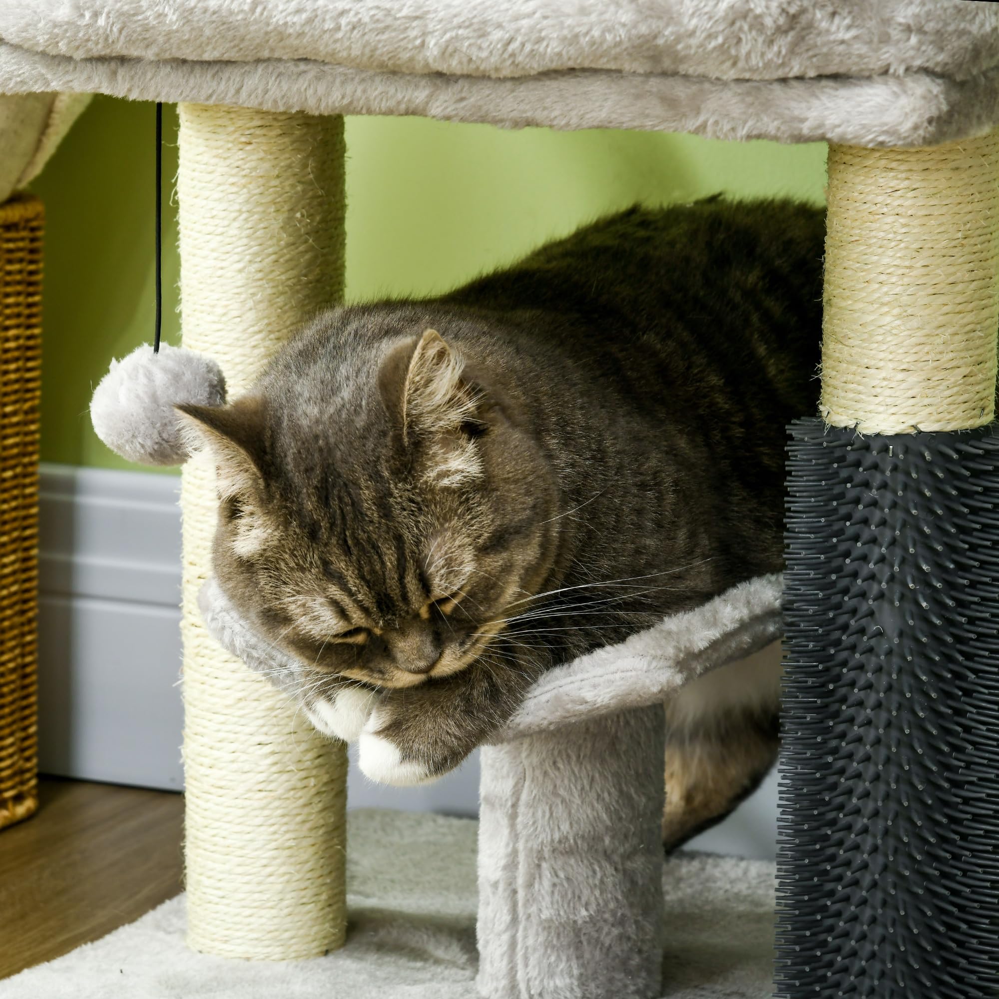PawHut Petit Arbre à Chat Arbre à Grimper Tour de Jeux Hauteur 48 cm Poteau en sisal Gris avec Balle Suspendue Gris | Tour de Jeux, Balle Suspendue