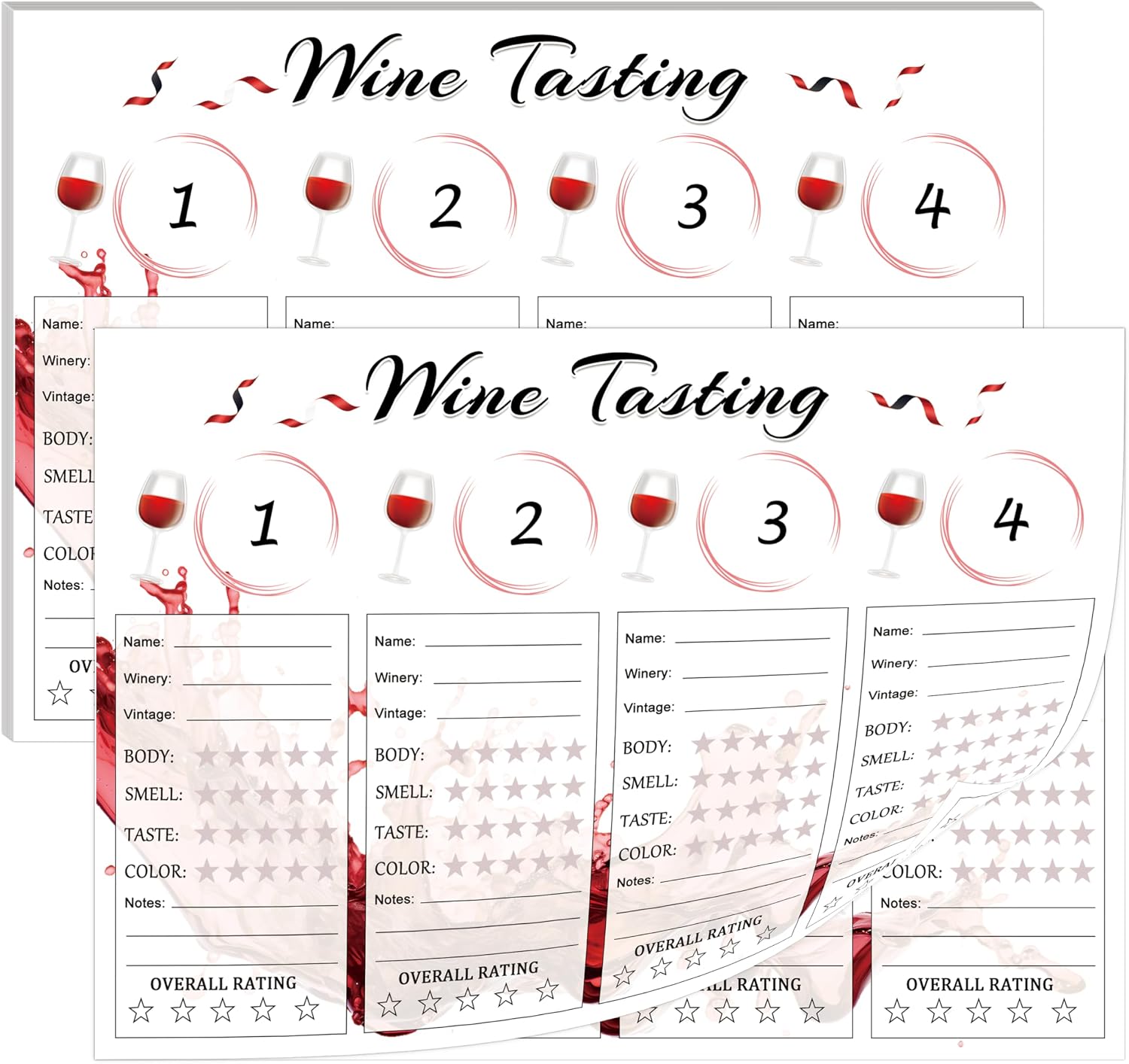 Amazon.com: 14 x 10 inch Wine Tasting Place mats Notepad 30 Count Wine ...