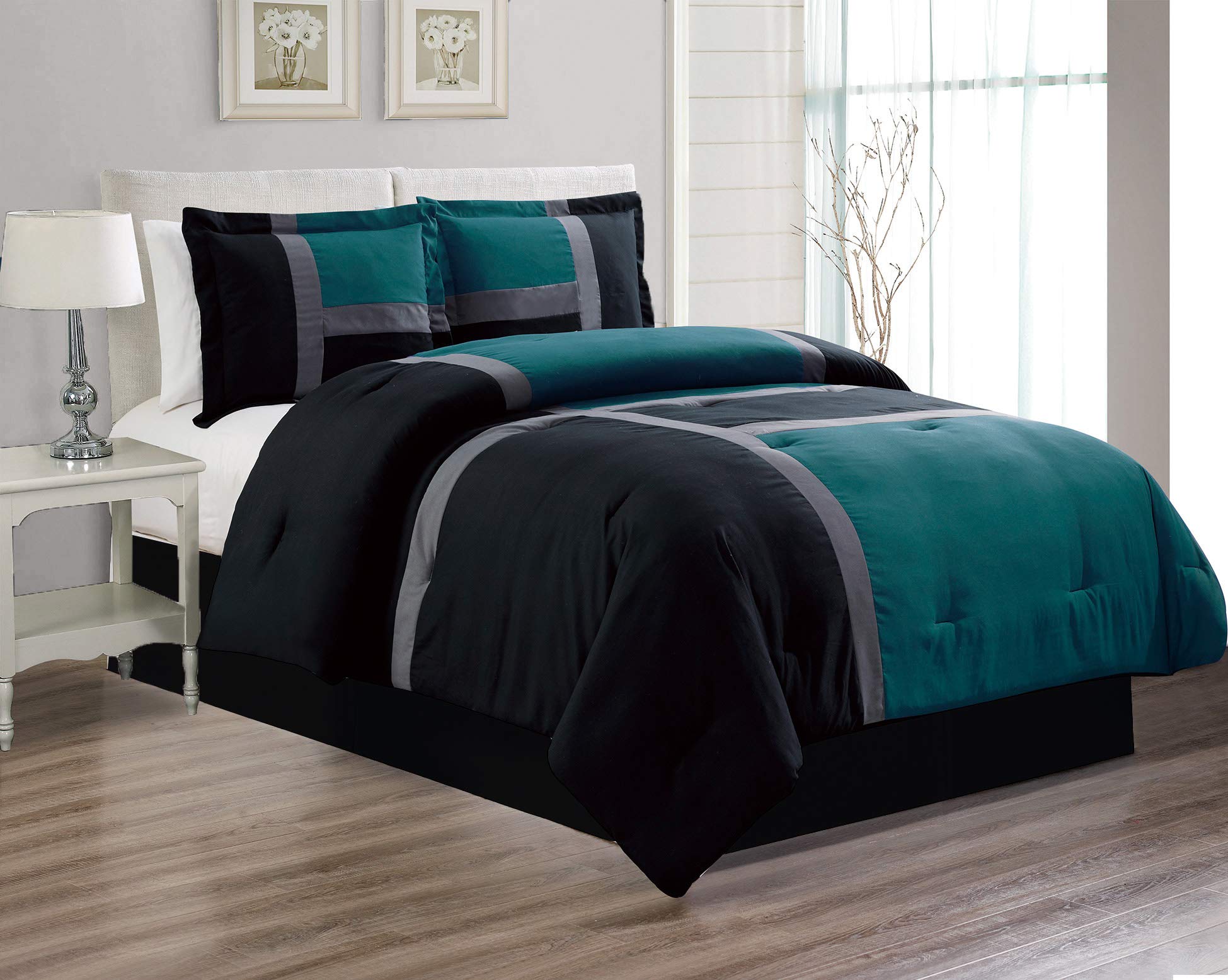 Color Block Comforter Set Stripe Bed 