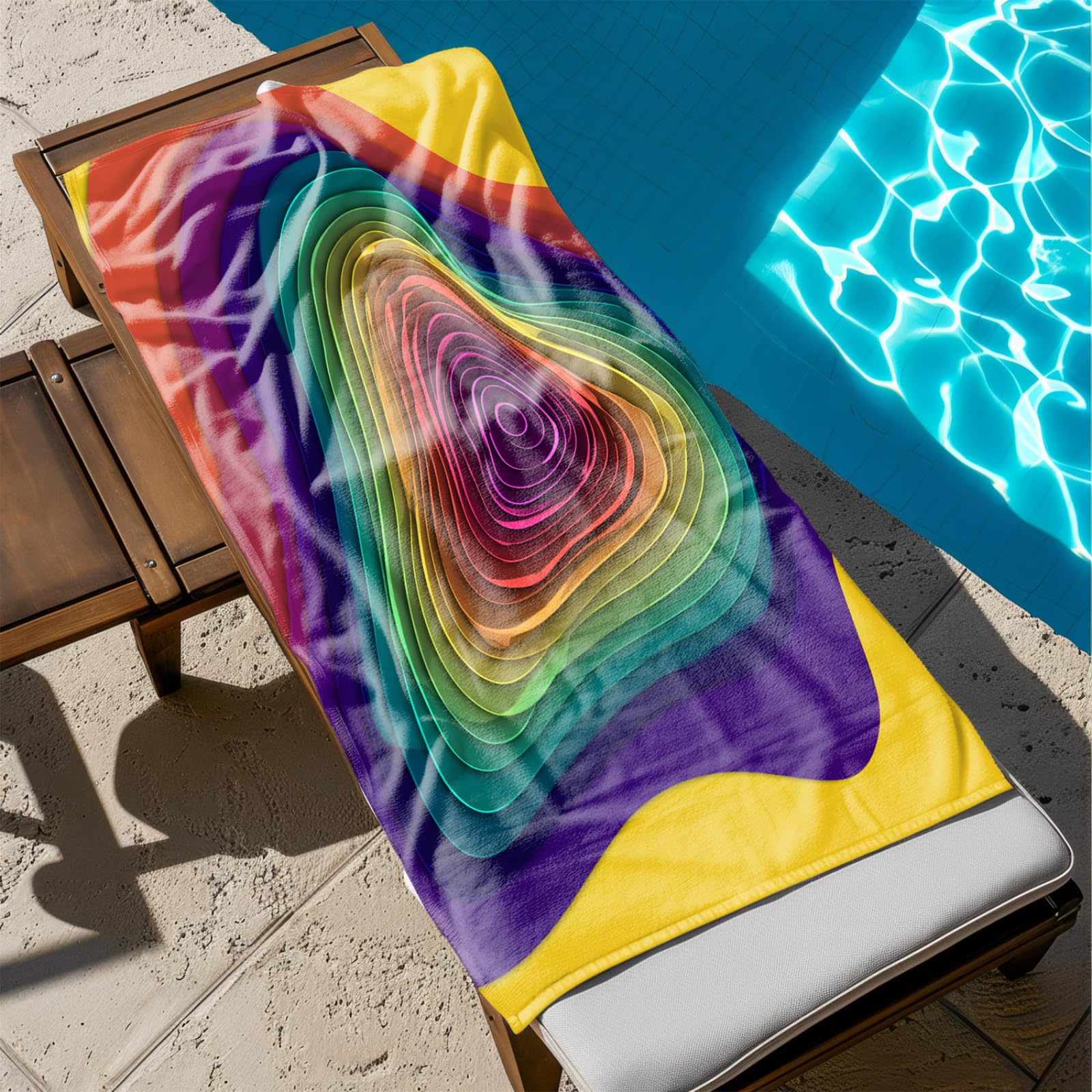 Generico Telo Mare Grande Giallo Viola Verde Modello | Microfibra Telo Mare Antisabbia Leggero Compatto Asciugatura Rapida Assorbente Per Piscina Bagno Lavabile Fino