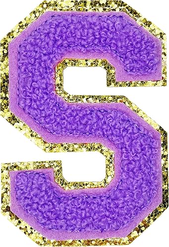 Miniatura 165 de Jongdari Letras termo-adhesivas de felpilla para ropa, parches de letras del alfabeto con brillantina para coser, con adhesivo planchado, 4