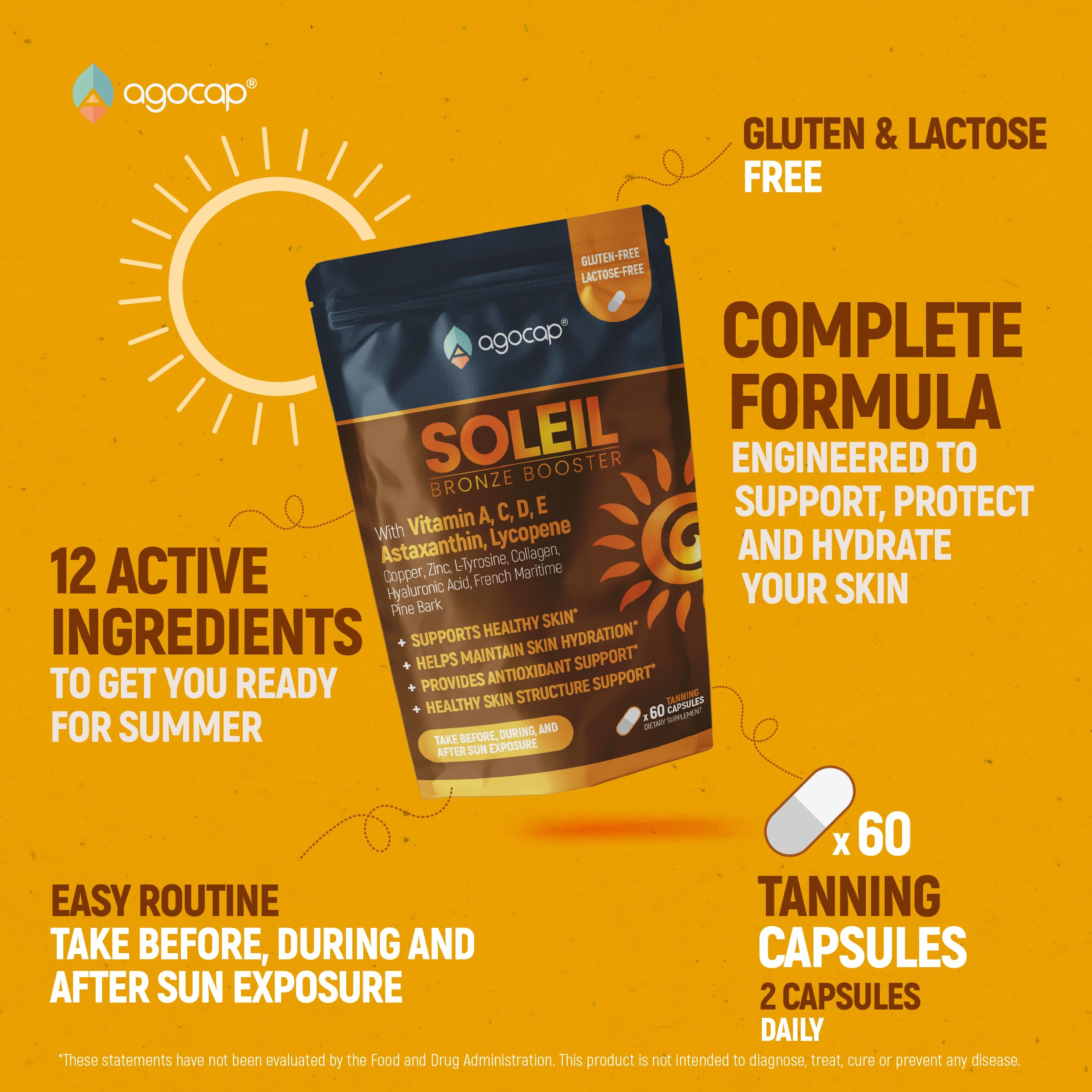 Soleil, Tanning Pills for Natural Glow. Self Tanner Astaxanthin — Amazon image 6