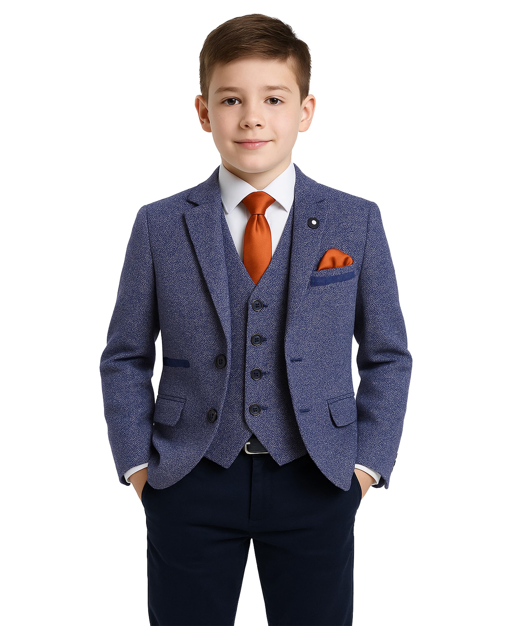 Bawełniana marynarka chłopięca kamizelka slim fit 2-częściowy zestaw formalny garnitur ślubny