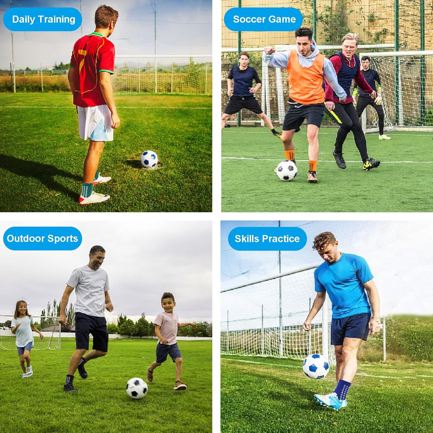 Grip Socks Soccer, 9 Pair Men Grip Socks Soccer Non Slip Adult Youth Football Sock Non Skid Training Athletic Socks for Football Baseball Sports, 9 Colors - Image 4