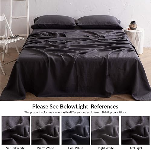 Miniatura 5 de ATLINIA Juego de sábanas de lino  Sábanas de lino francés puro lavado a la piedra, juego de 4 ropa de cama de lino orgánico lavado a la piedra,