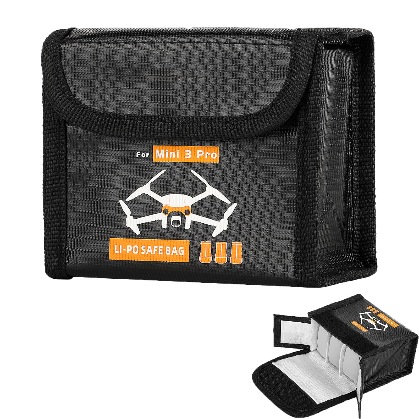 Lipo - Batería Segura para dji Mini 4 Pro/4K/3 Pro/3 ignífugo a Prueba de explosiones - Funda de Almacenamiento - Bolsa de Almacenamiento - Accesorios para Drone (para 3 baterías)
