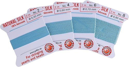 Miniatura 9 de Griffin Bead Cord Surtido 100% seda beige natural (#2 - #4 - #6 - #8). Cada tarjeta incluye una aguja de encordar.