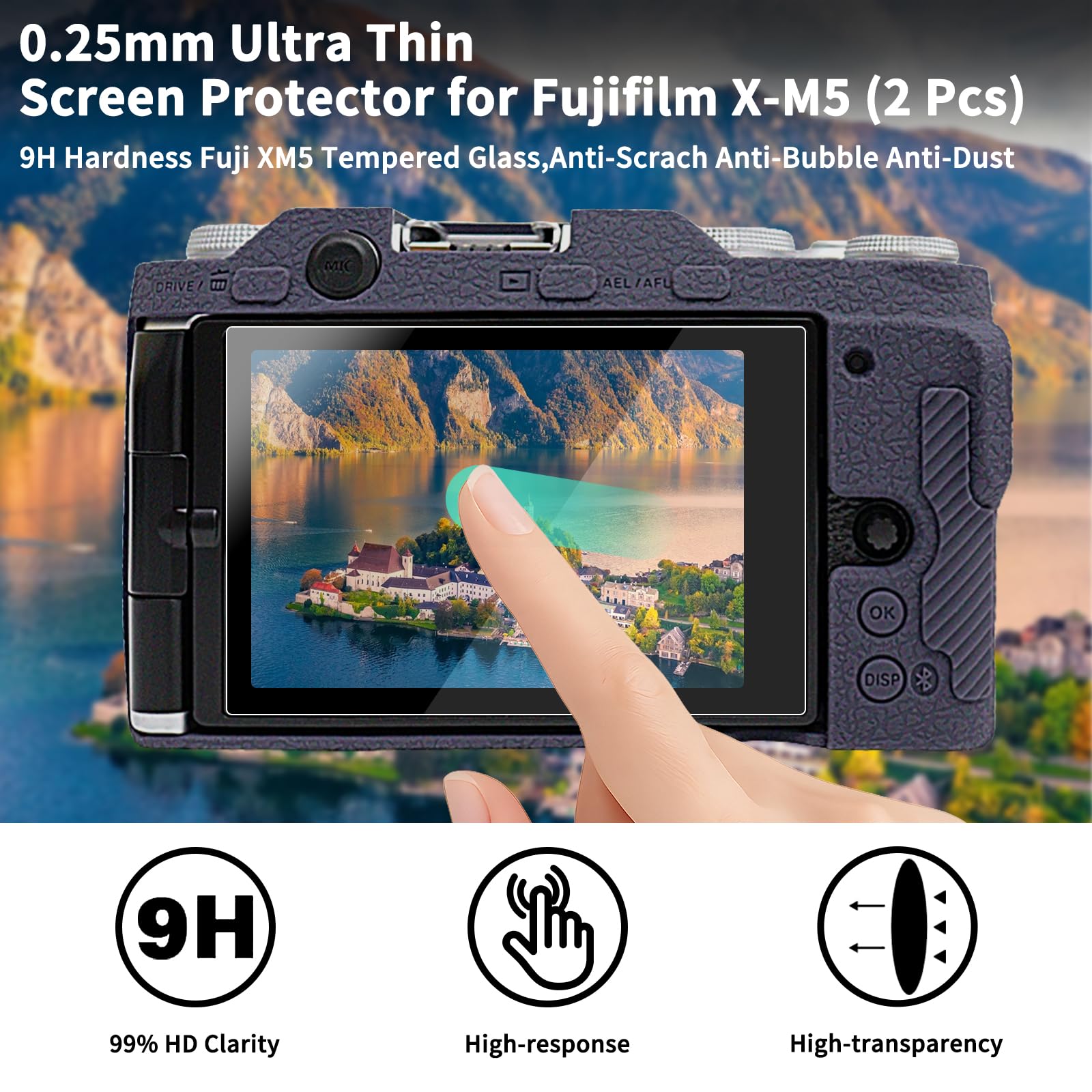VOVMOEYA Silikonowe etui do Fujifilm XM5 X-M5, akcesoria do Fujifilm XM5 X-M5, z 2 ultracienkimi ochraniaczami ekranu 0,25 mm do aparatu Fujifilm XM5 X-M5