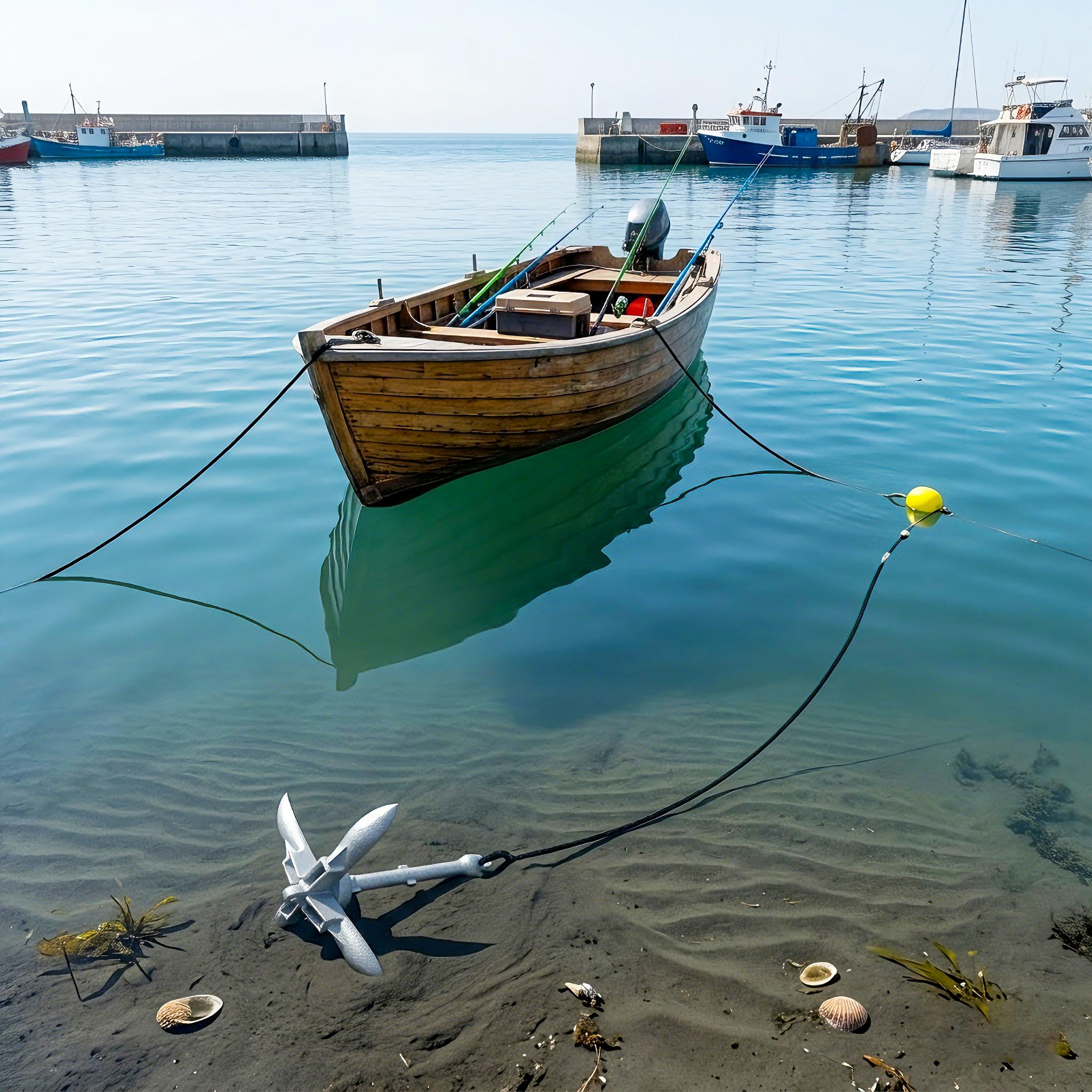 Anclaje plegable para barcos, juego de anclajes con 10 m de cuerda, mosquetón, boya de anclaje y bolsa de transporte galvanizada, ancla plegable de hierro fundido para barco, remo SUP, bote