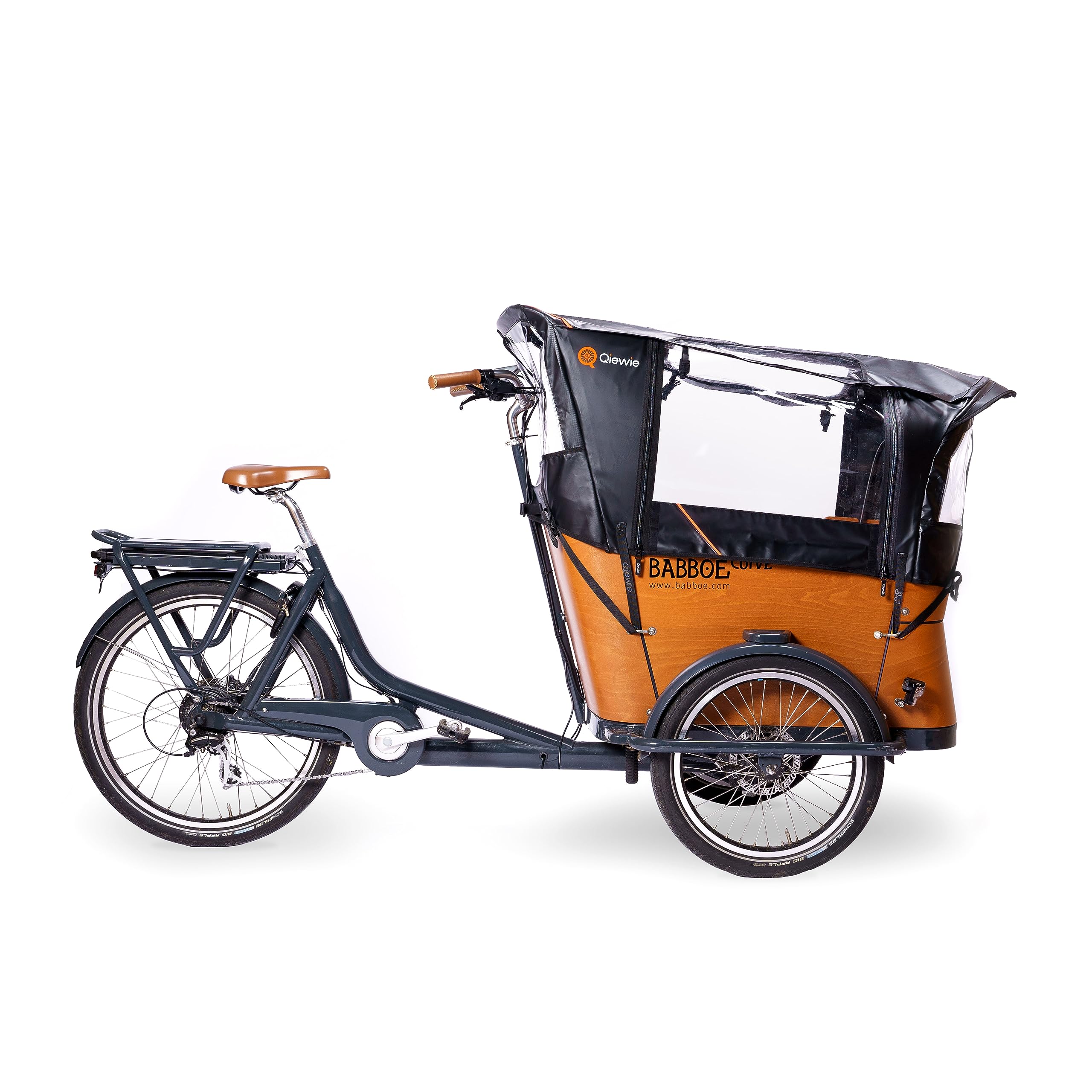 Bâche De Pluie Premium Qiewie Pour Vélo Cargo Babboe Big – Imperméable, Réfléchissante, Sans Arceaux (Noir)