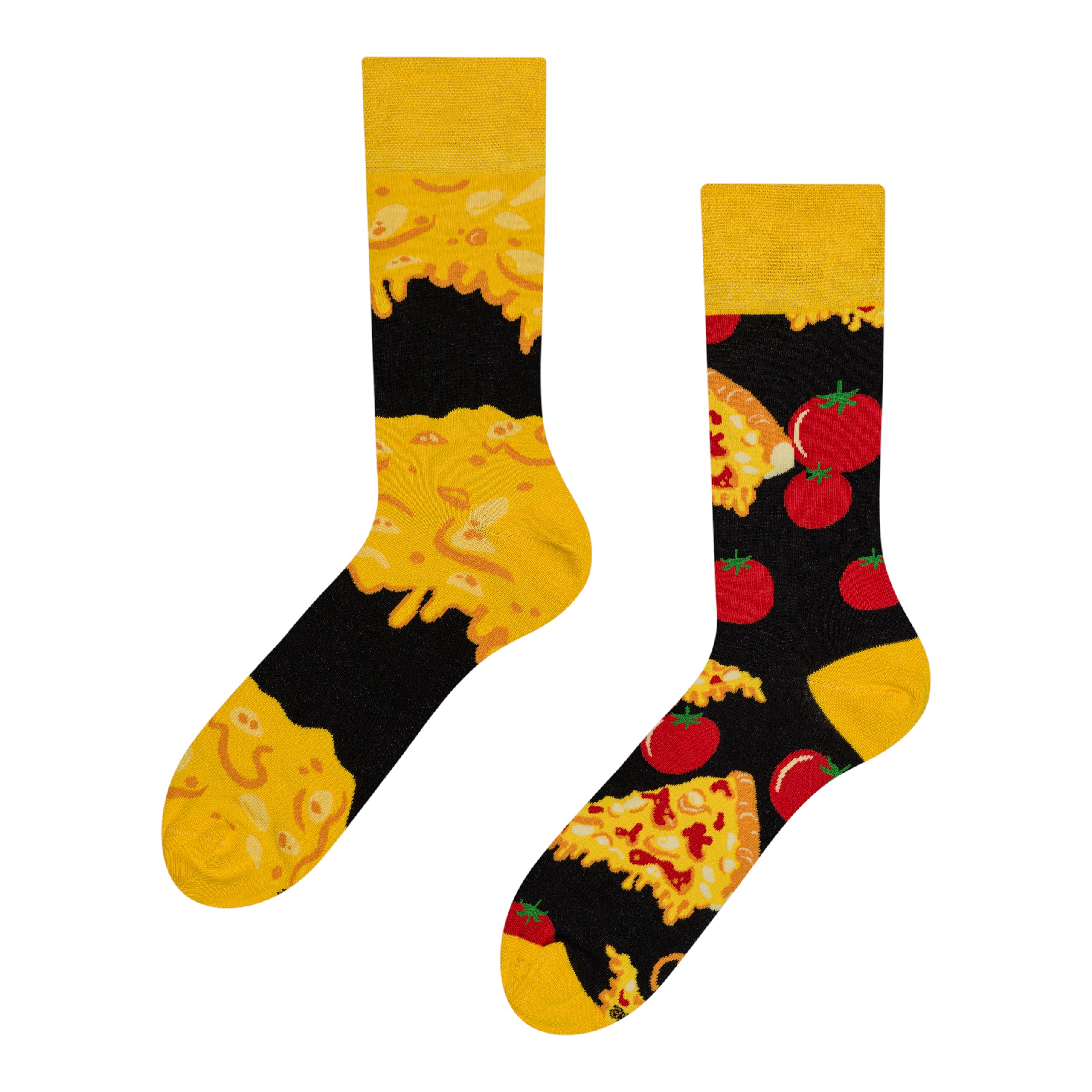Dedoles Unisex Socks Cotton Funny Designs Football Bicycle Horses Plants Firefighter Gift Mismatched, color: Yellow, design: Cheesy Pizza, size: 6-8