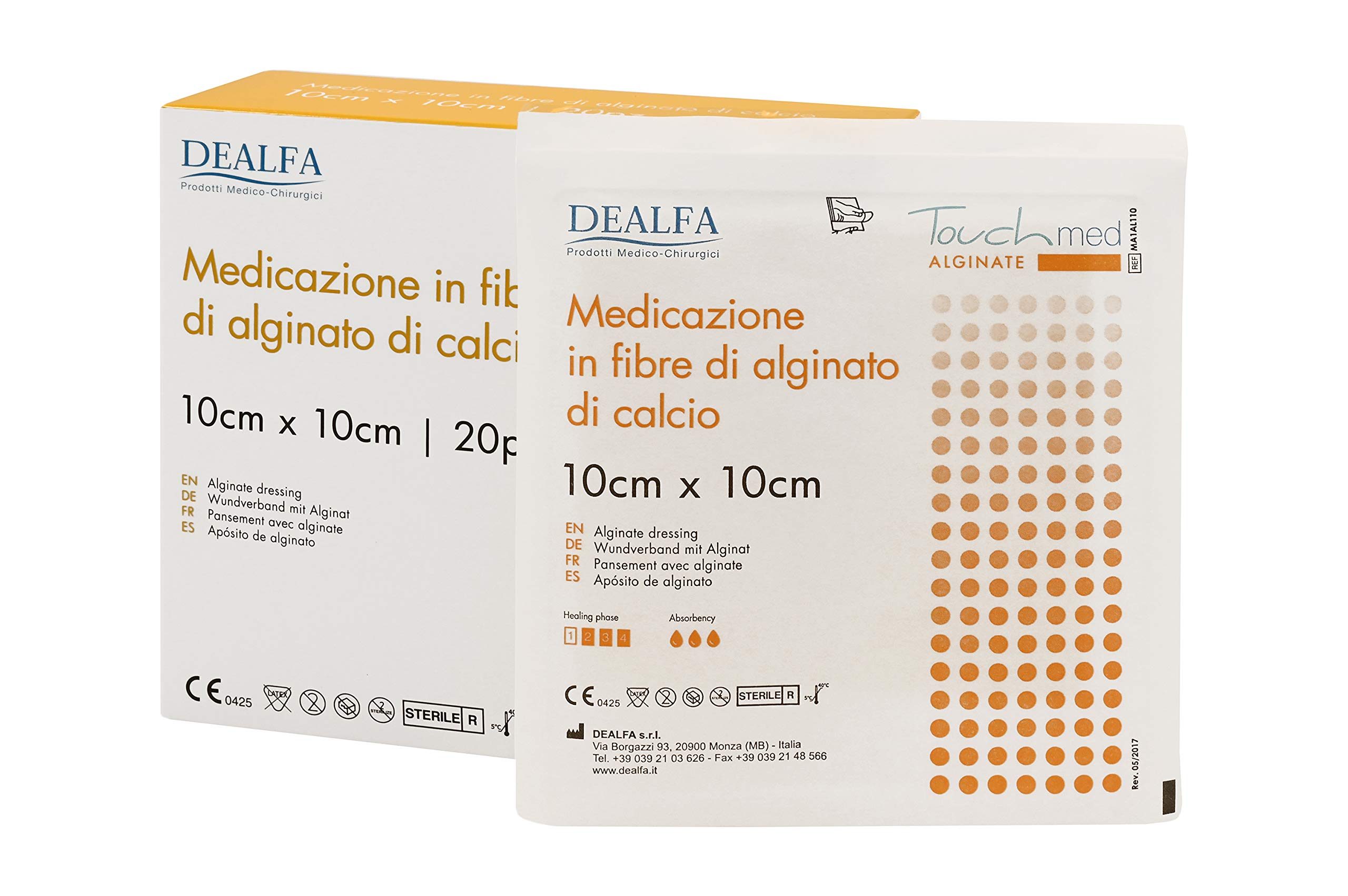 TOUCHMED Medicazione Sterile in Fibre di Alginato di Calcio - 10x10 cm - Elevata Assorbenza - Azione Emostatica - Monouso - Busta Singola da 1 Pezzo - Confezione da 20 Buste
