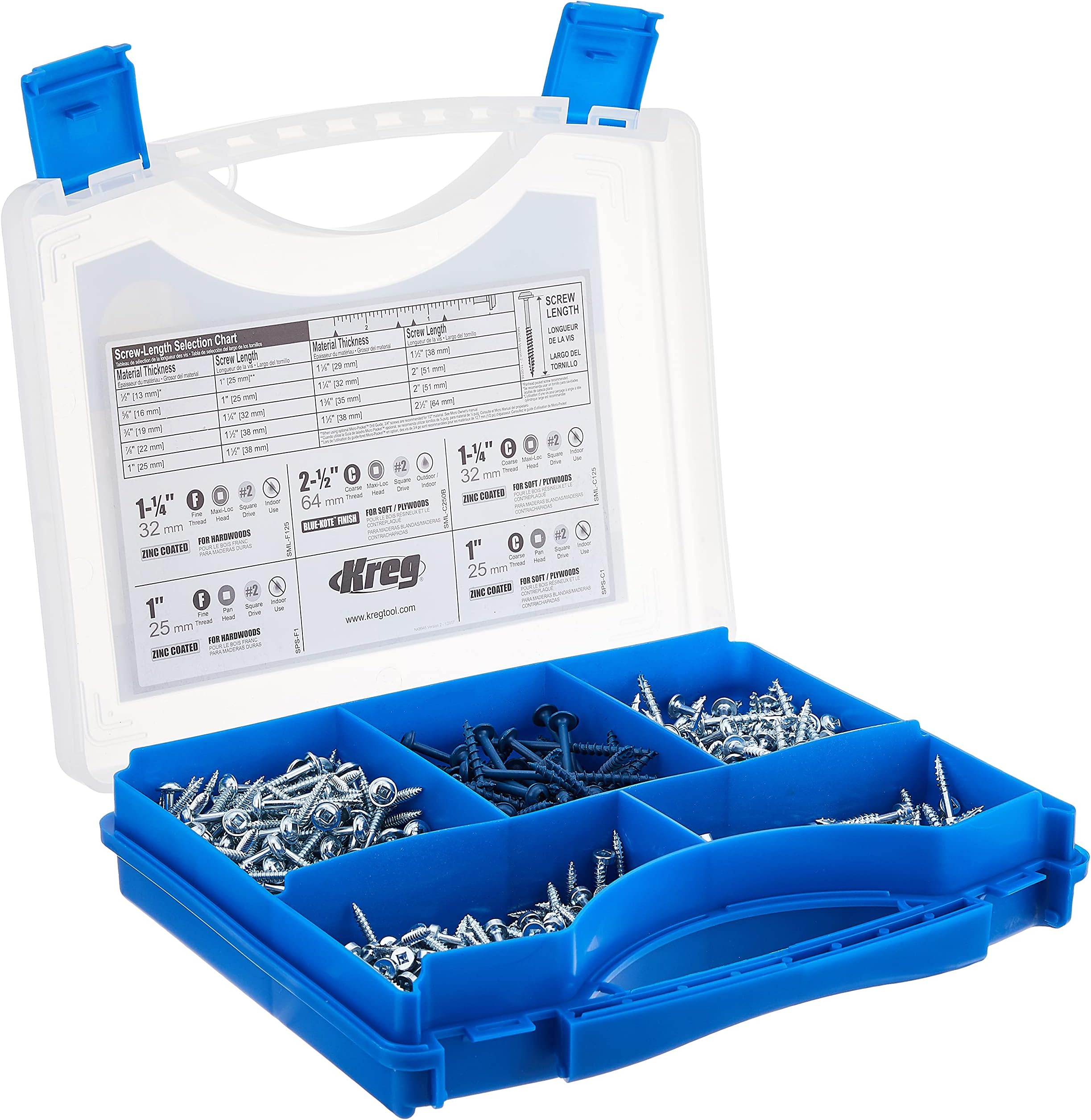 Kreg SK03 Pocket-Hole Screw Kit in 5 Sizes - for Kreg Joinery - Sturdy Wood Pocket-Hole Screws Perfect for Beginners