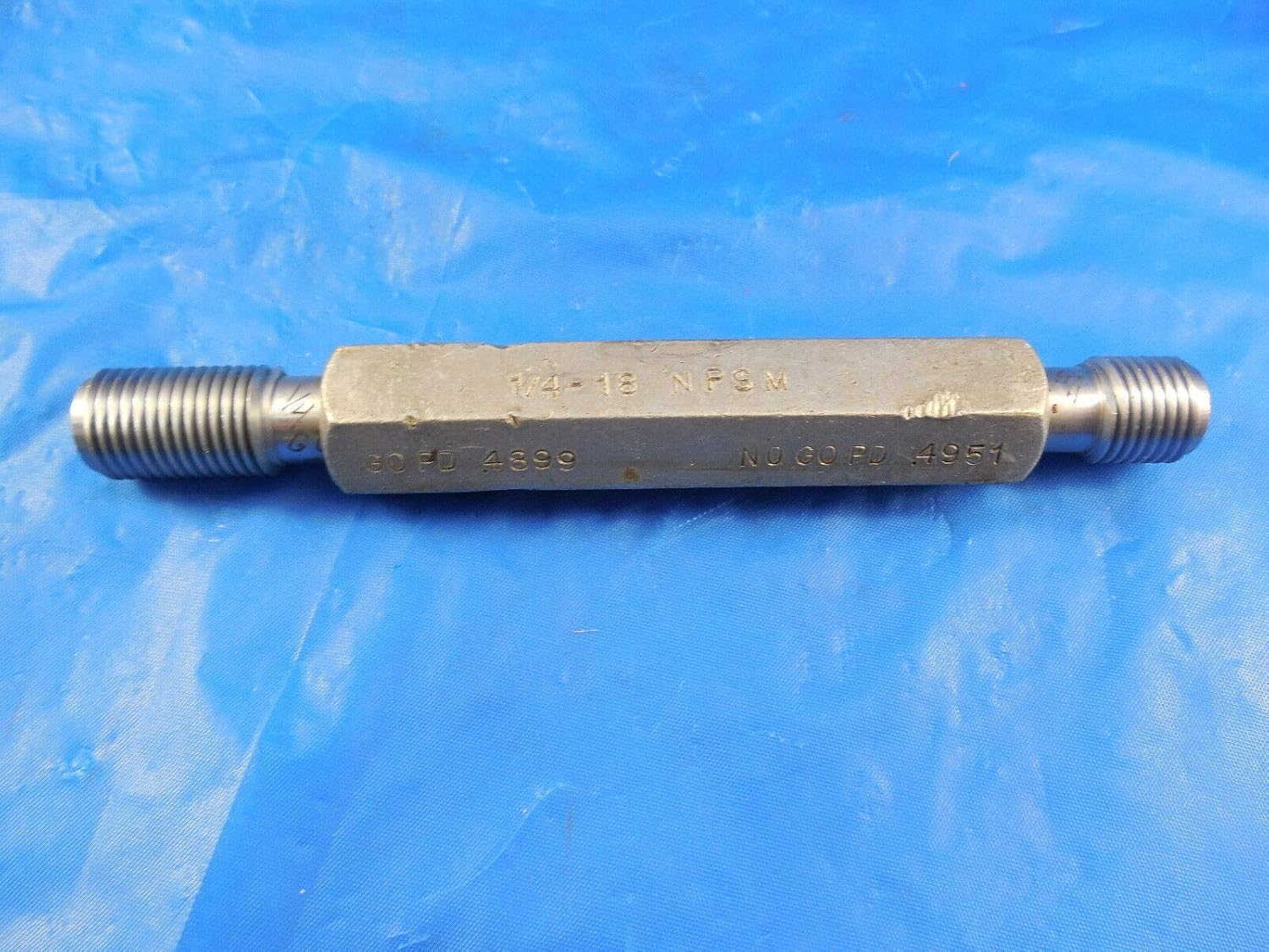 1/4 18 NPSM Pipe Thread Plug GAGE .25 N.P.S.M. GO NO GO P.D.'S = .4899 & .4951