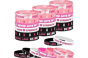 Pink Ribbon Silicone Wristbands for Breast Cancer Awareness