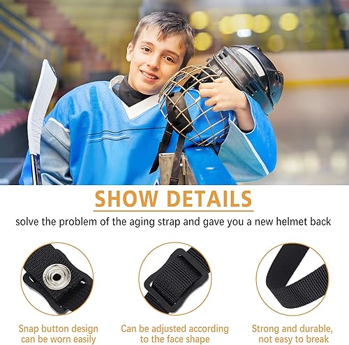 Miniatura 3 de Correa para la barbilla para casco de hockey, con un solo broche para hockey, correa de repuesto para la barbilla de hockey, correas desmontables