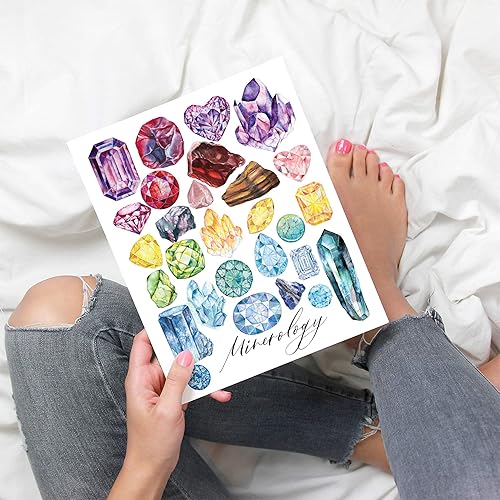 Miniatura 2 de 9 Mineralogy Wall Art Prints - Gemstone Crystal Posters (Unframed 8 x 10 inches) Nine Colorful Gemalogy Decor Printed Illustrations By Ritzy Rose