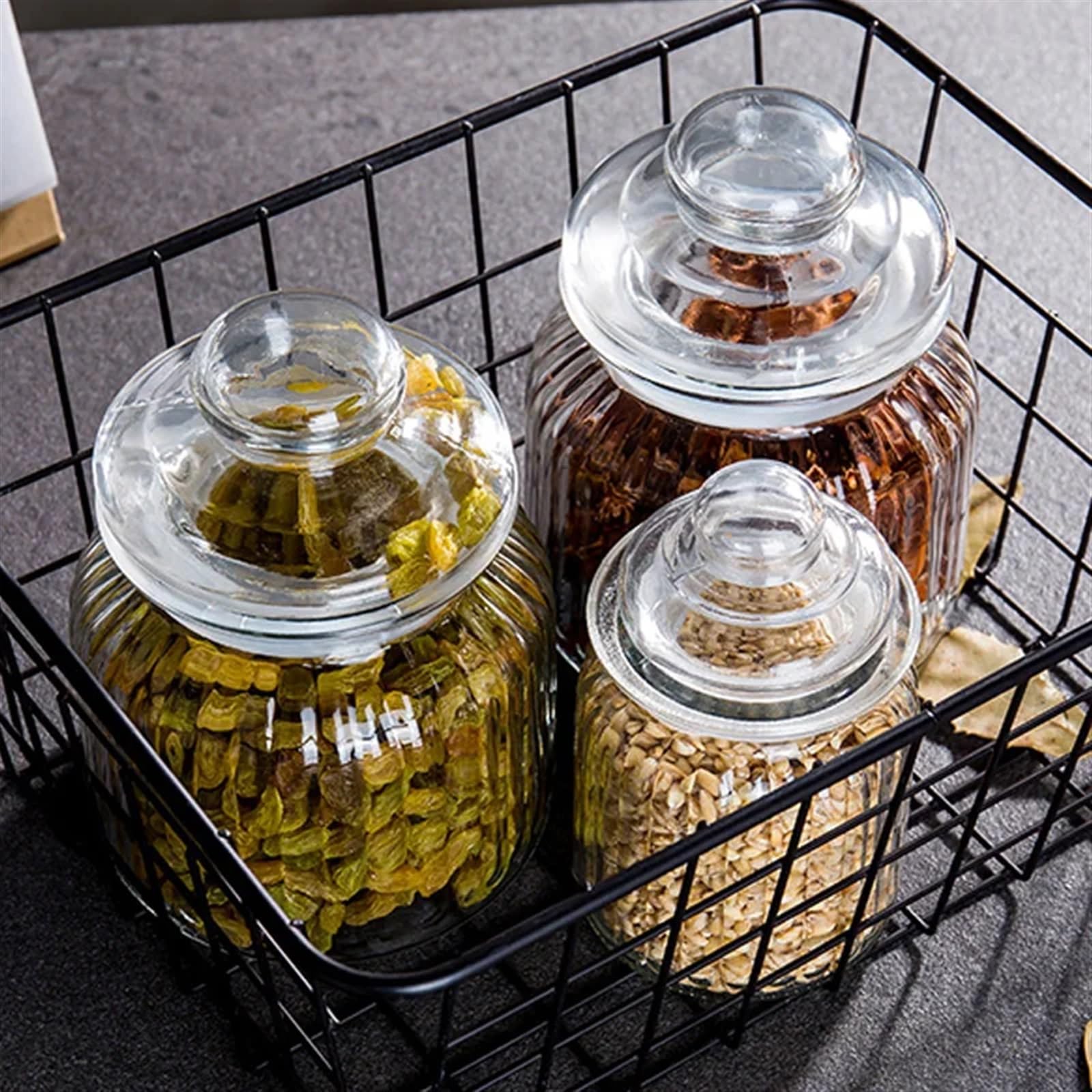 Marmeladengläser Luftdichtes Glasgefäß, Lebensmittelflasche aus Glas, Honig-/Marmeladenflasche, Gurkenglas, Wein-/Kimchi-Glas mit Deckel, kleines Vorratsglas, Haushalts-/Küchenbedarf Einmachgläser(C-L