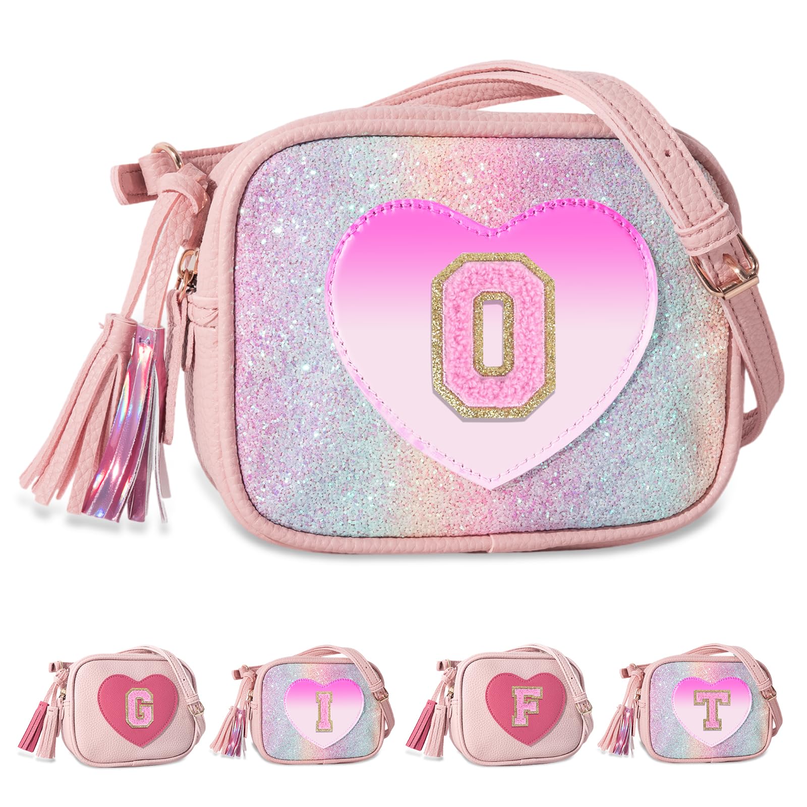 Personalized Toddler Purse for Girls 2–10, Cute Little Girl Purse &amp; Kids Wallet, Small Initial Shoulder Crossbody Bag, Birthday &amp; Christmas Gift for Daughter(Rainbow,O)