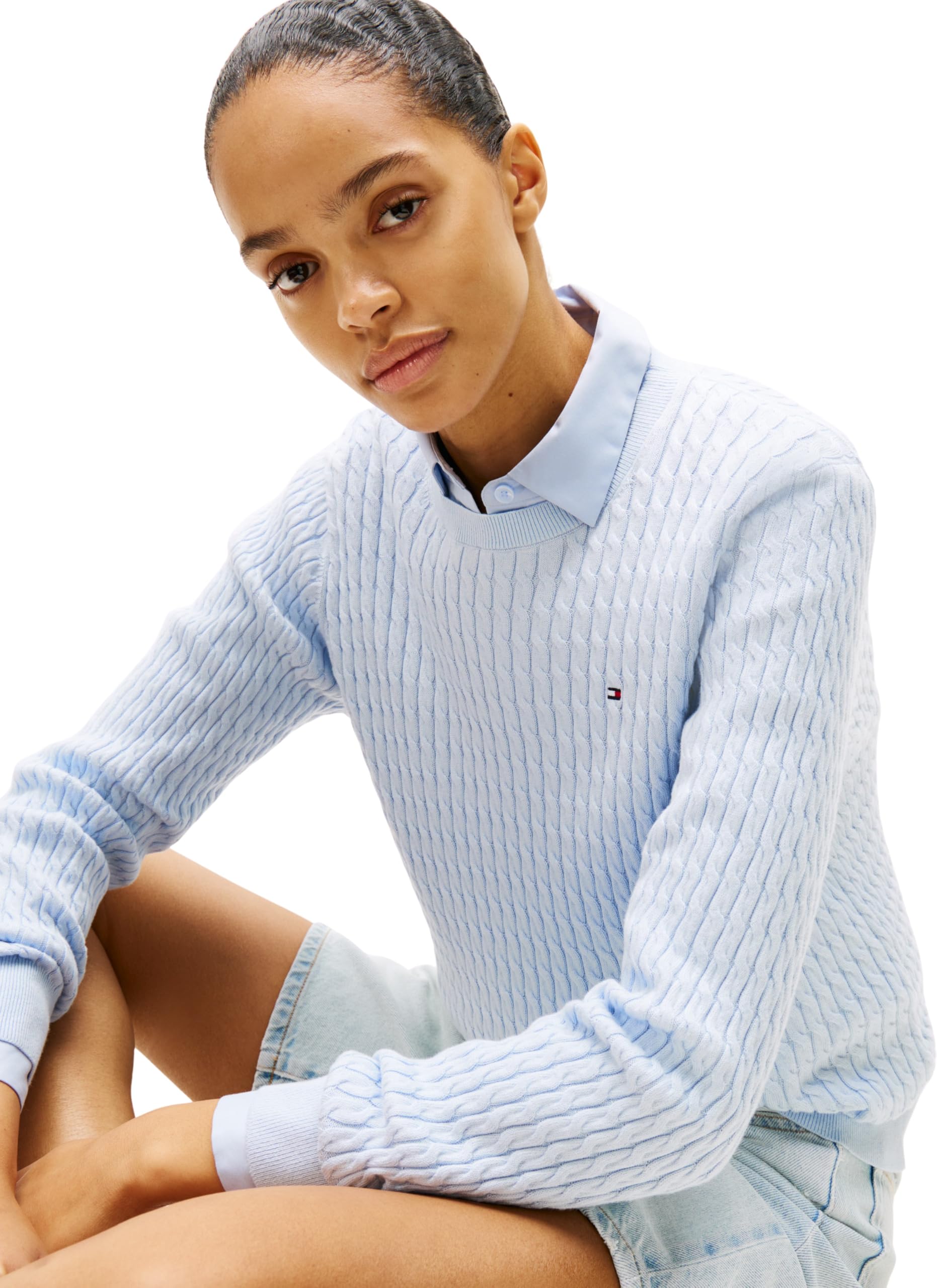 Tommy Hilfiger Jersey Mujer Cable Fine con Punto Trenzado