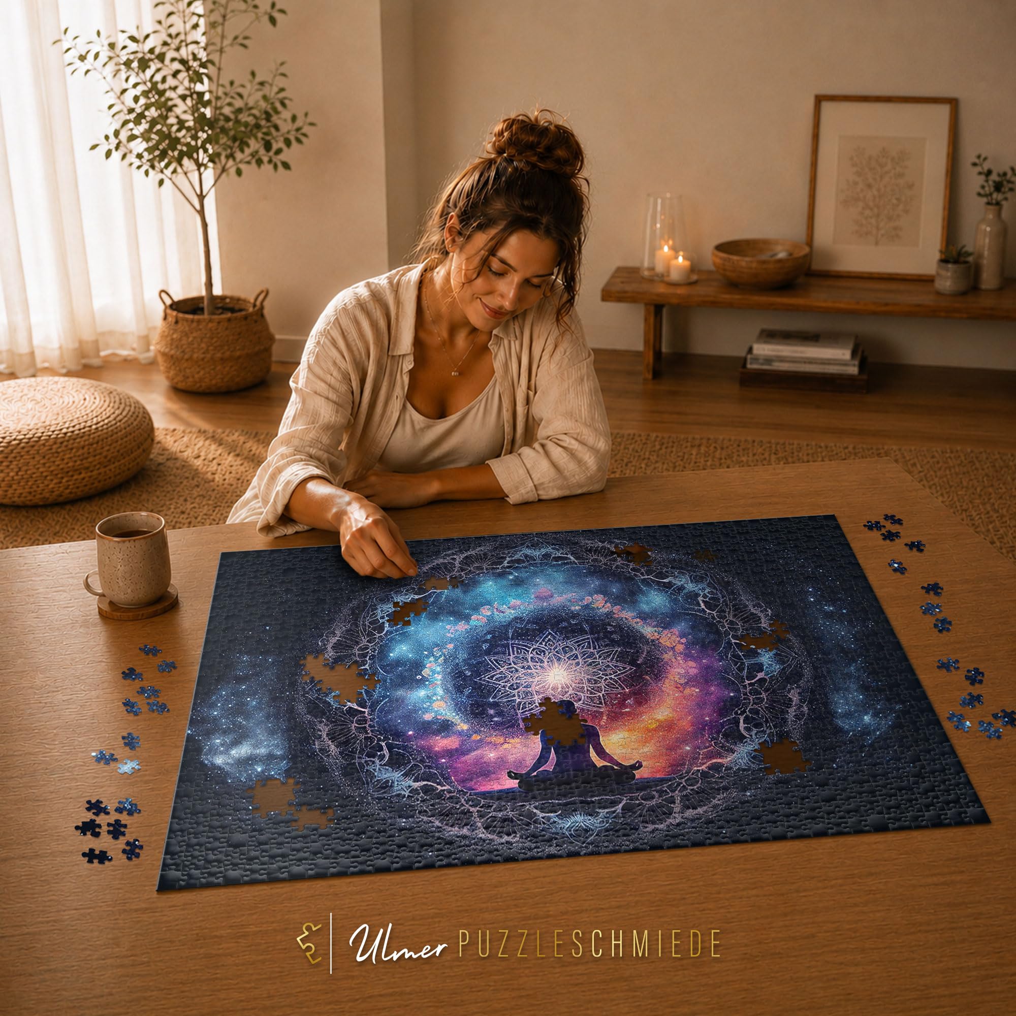 Ulmer Puzzleschmiede - Puzzle "Chakra" - Puzzle intense de 2000 pièces pour adultes - Motif méditatif avec symbole mandala, énergie de l'univers