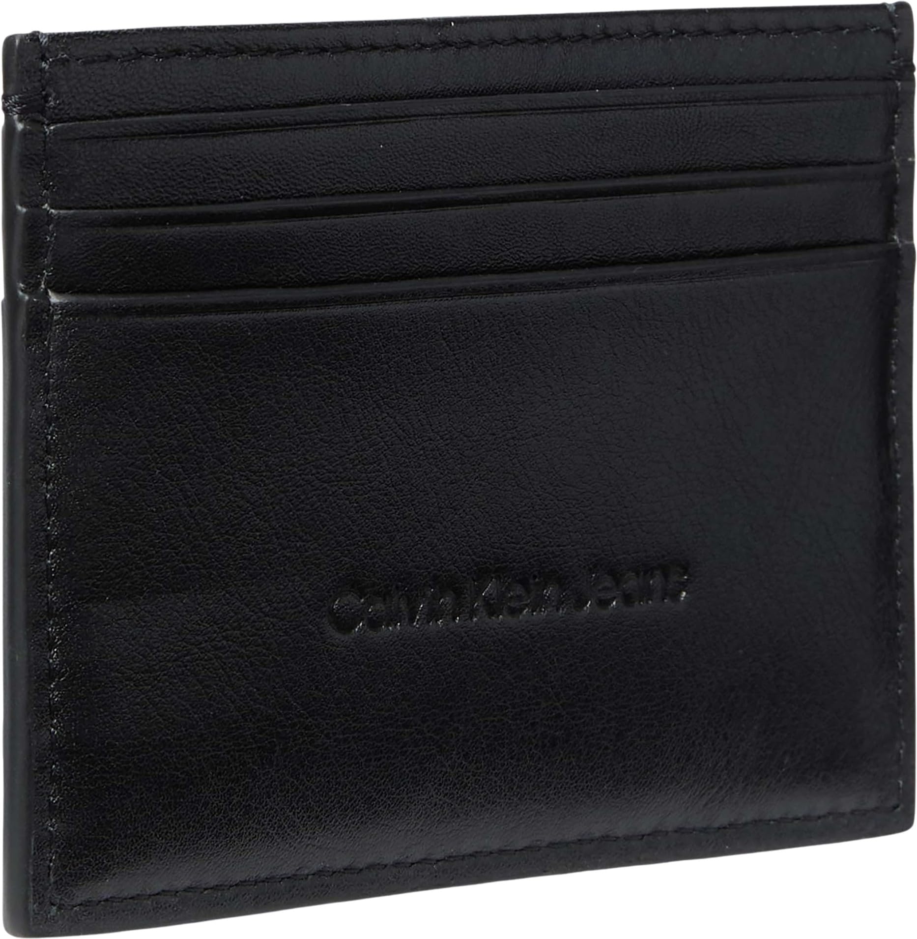 Calvin Klein Tarjetero Hombre Bold de Piel, Negro (Black), Talla Única
