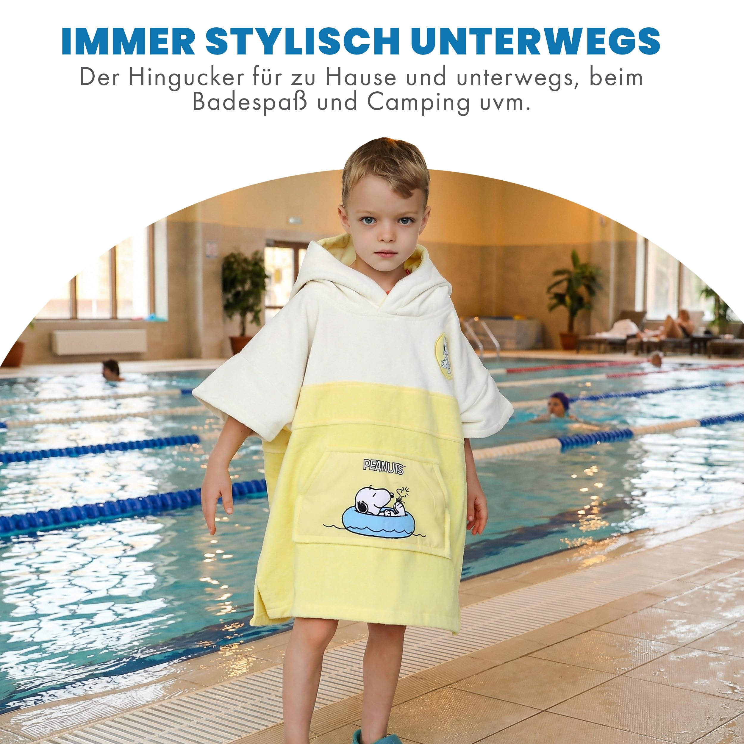 Wave Hawaii Albornoz de Playa para niños, Poncho de Surf para niños de 100% algodón, Albornoz de Playa con Capucha – Suave Toalla para niñas en la Playa, Piscina y Viaje, Tamaño, marrón Claro, XXS